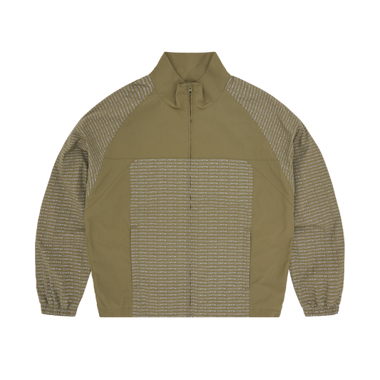 Corteiz Green Nylon Static Shuku Jacket, Olive, front view showing reflective chest branding