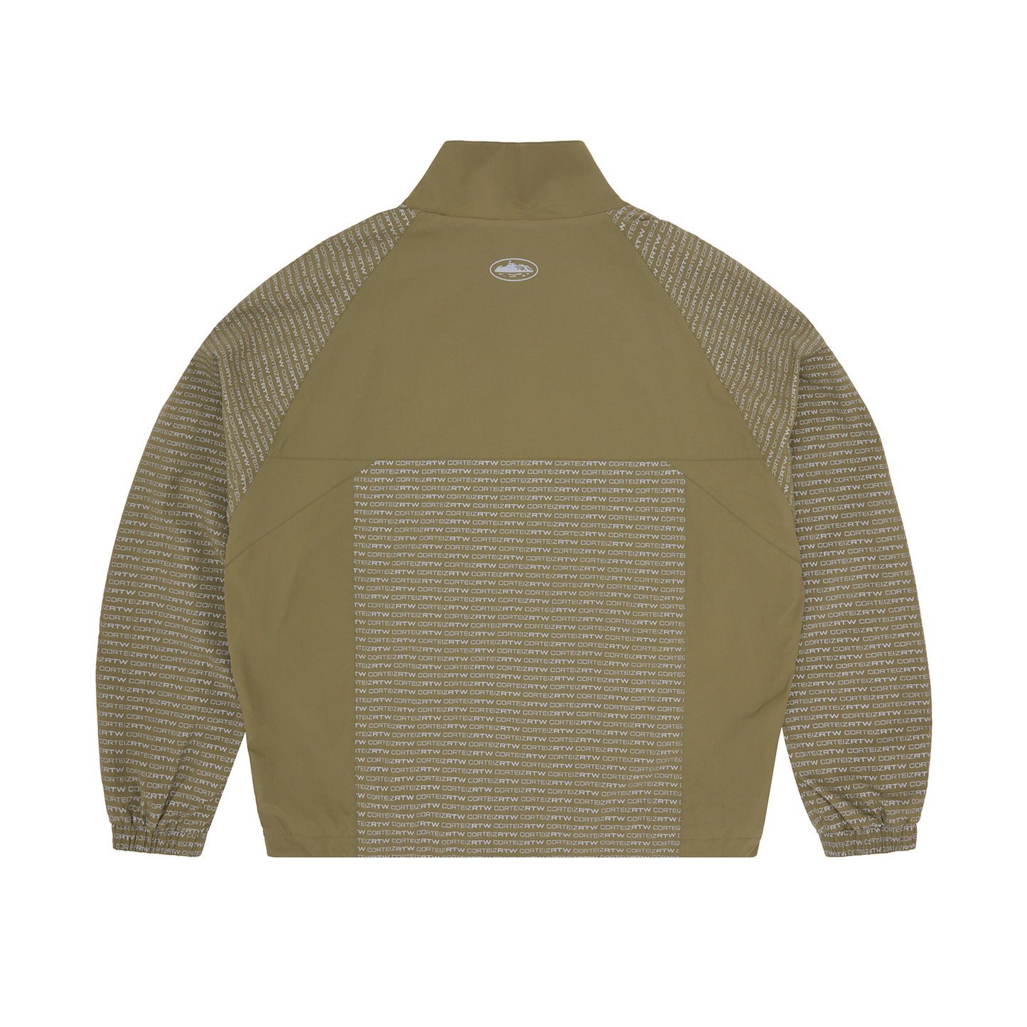 Corteiz Green Nylon Static Shuku Jacket, Olive, back view showing reflective back branding