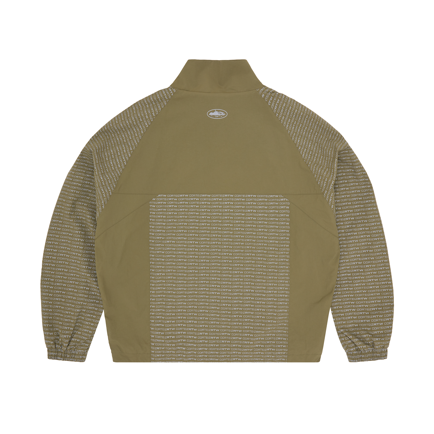 Corteiz Green Nylon Static Shuku Jacket, Olive, back view showing reflective back branding
