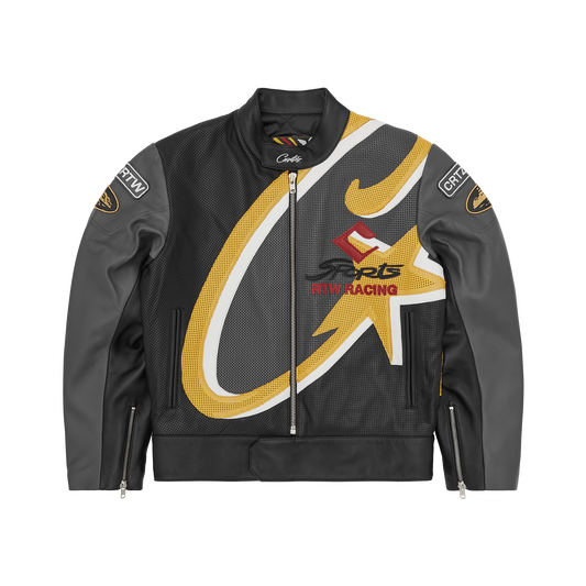 Corteiz Skydive Velocity Leather Jacket - Black