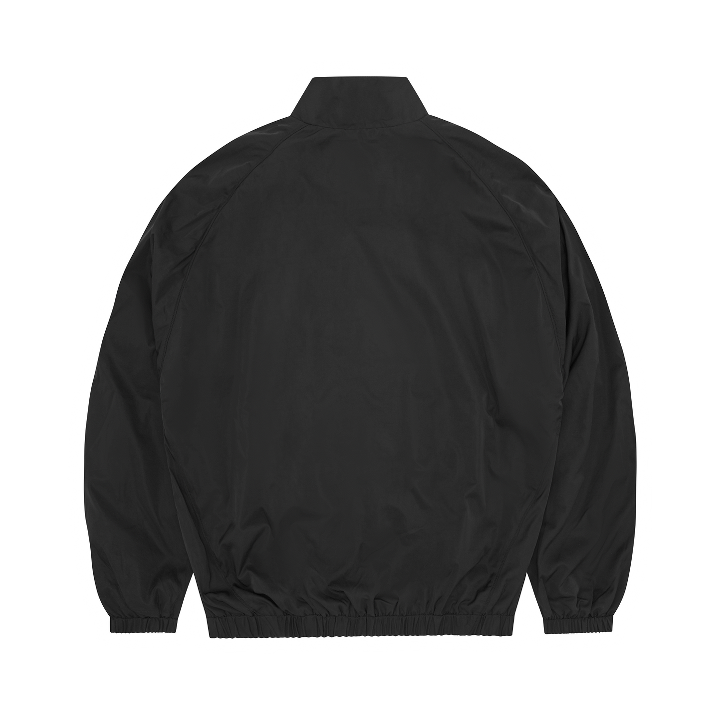Corteiz Black Nylon OG Shuku Jacket, back view showing embroidery and elasticated hem