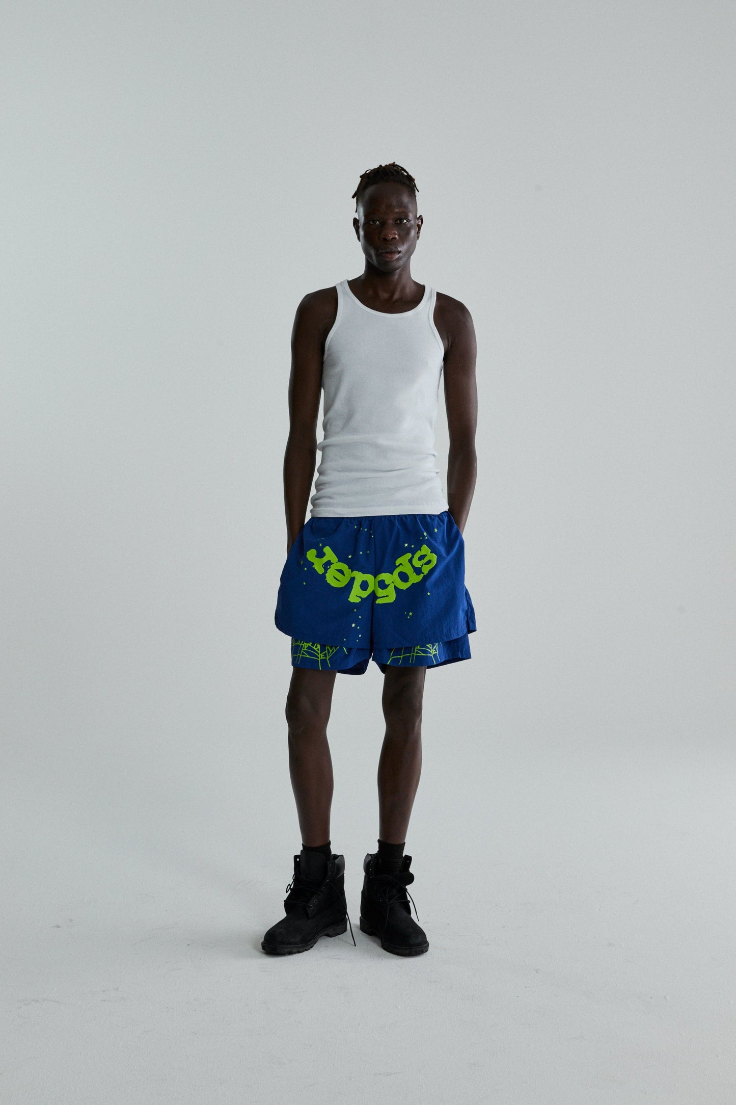 SP5DER OG Web Double Layer Short in Blue