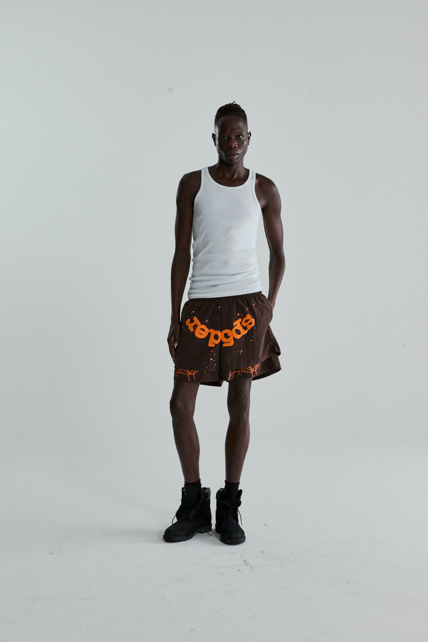 SP5DER OG Web Double Layer Short in Brown
