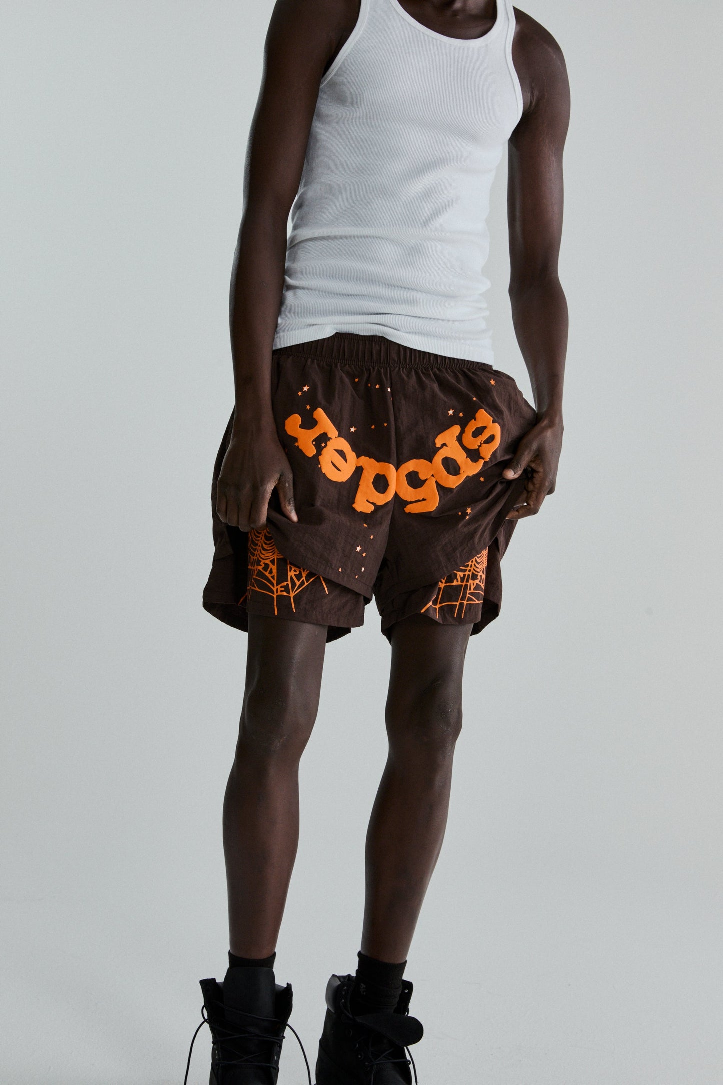 SP5DER OG Web Double Layer Short in Brown