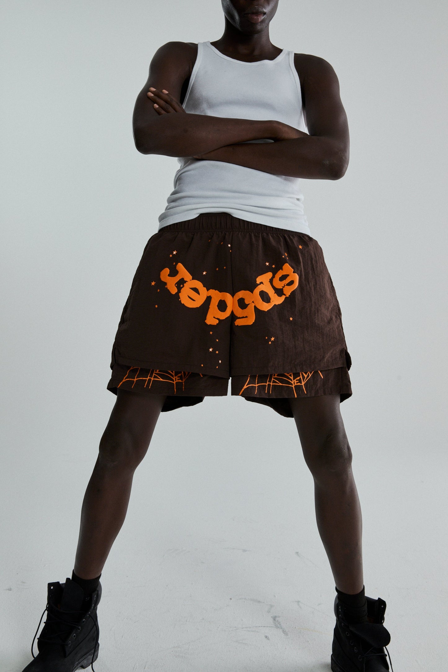 SP5DER OG Web Double Layer Short in Brown