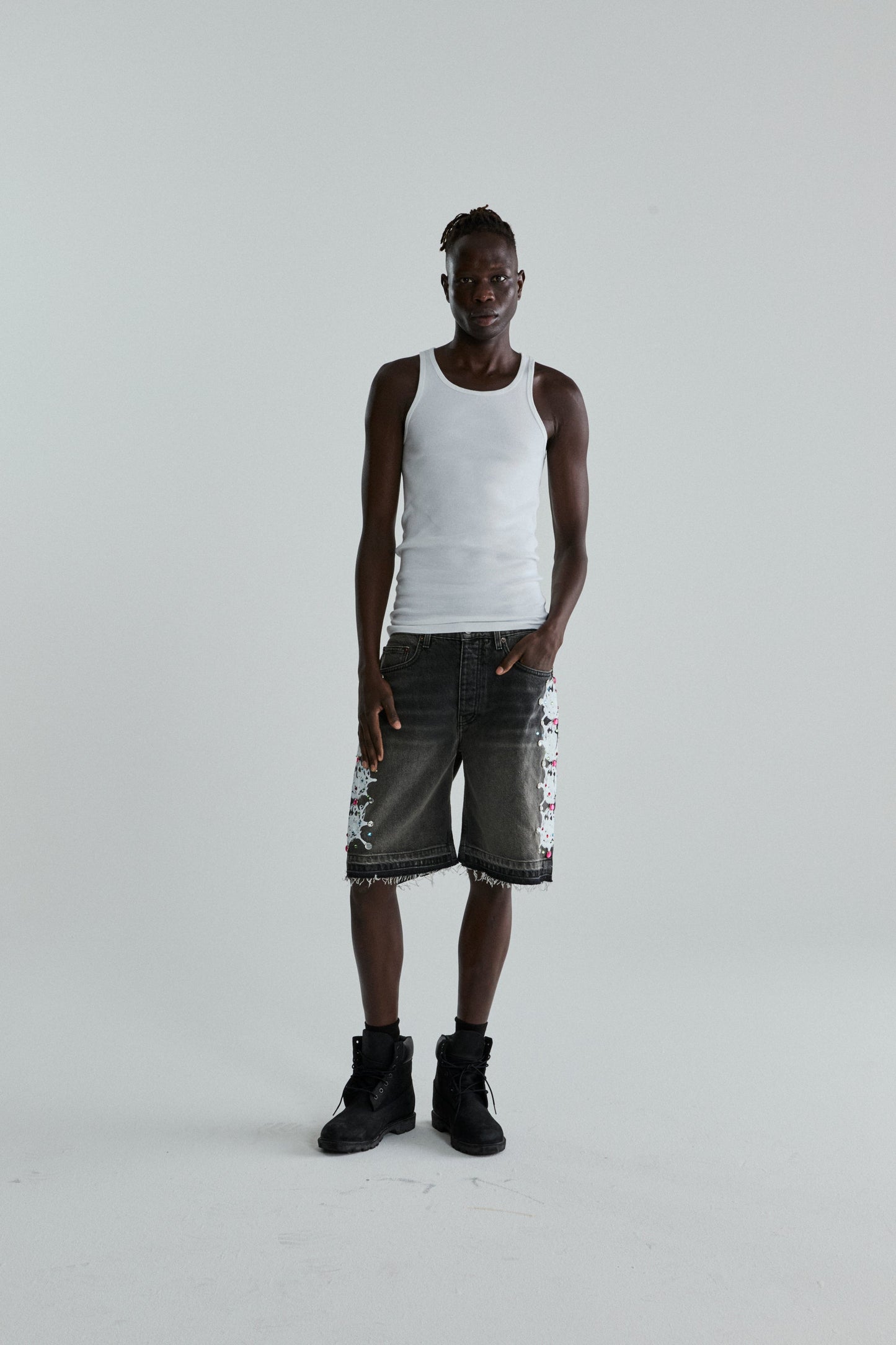 SP5DER Web Stone Denim Short in Black Wash