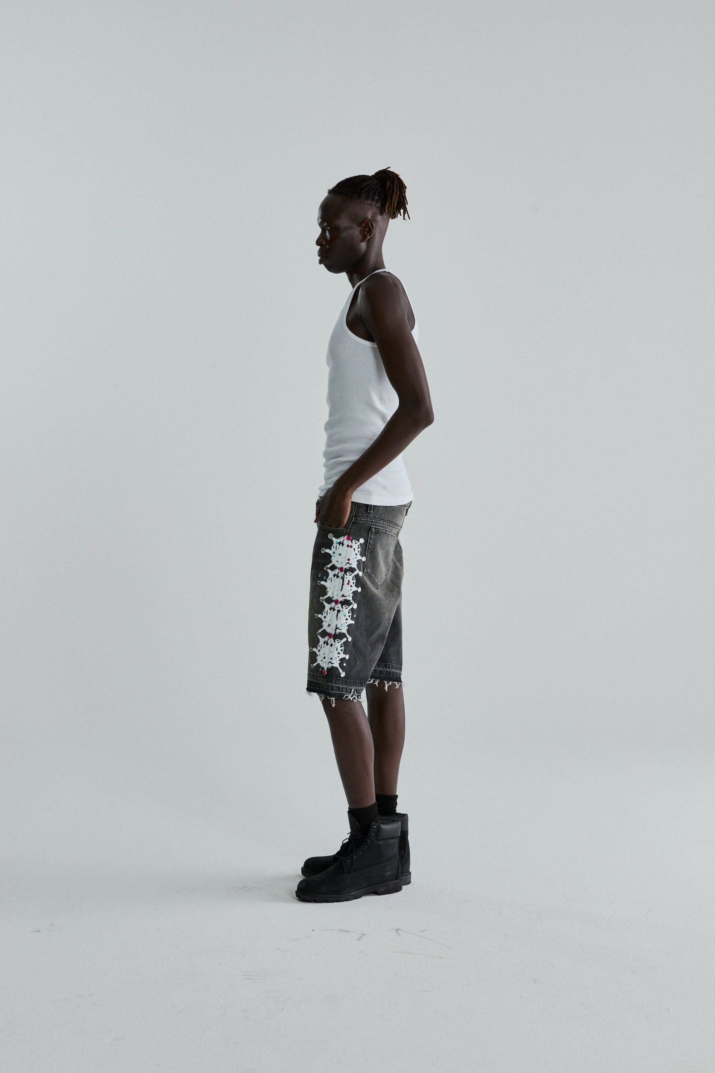 SP5DER Web Stone Denim Short in Black Wash