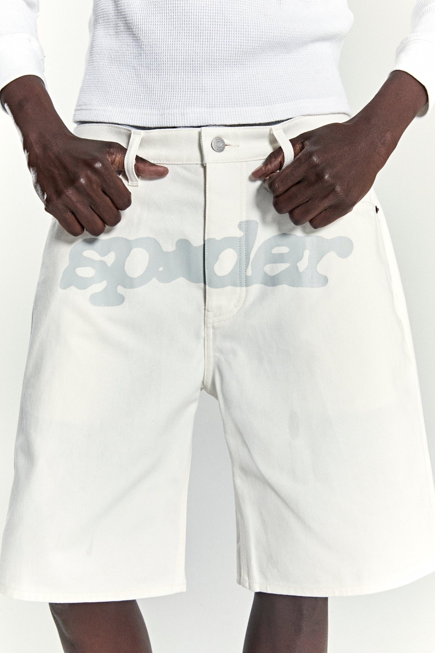 SP5DER V3 Logo Denim Short in White