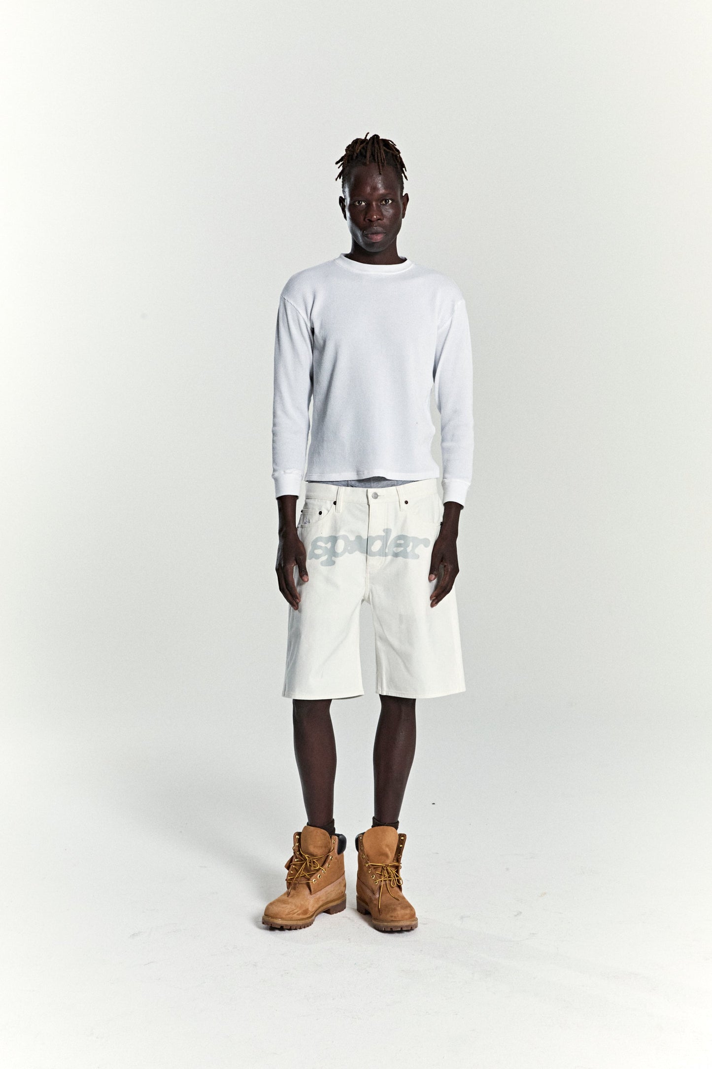 SP5DER V3 Logo Denim Short in White