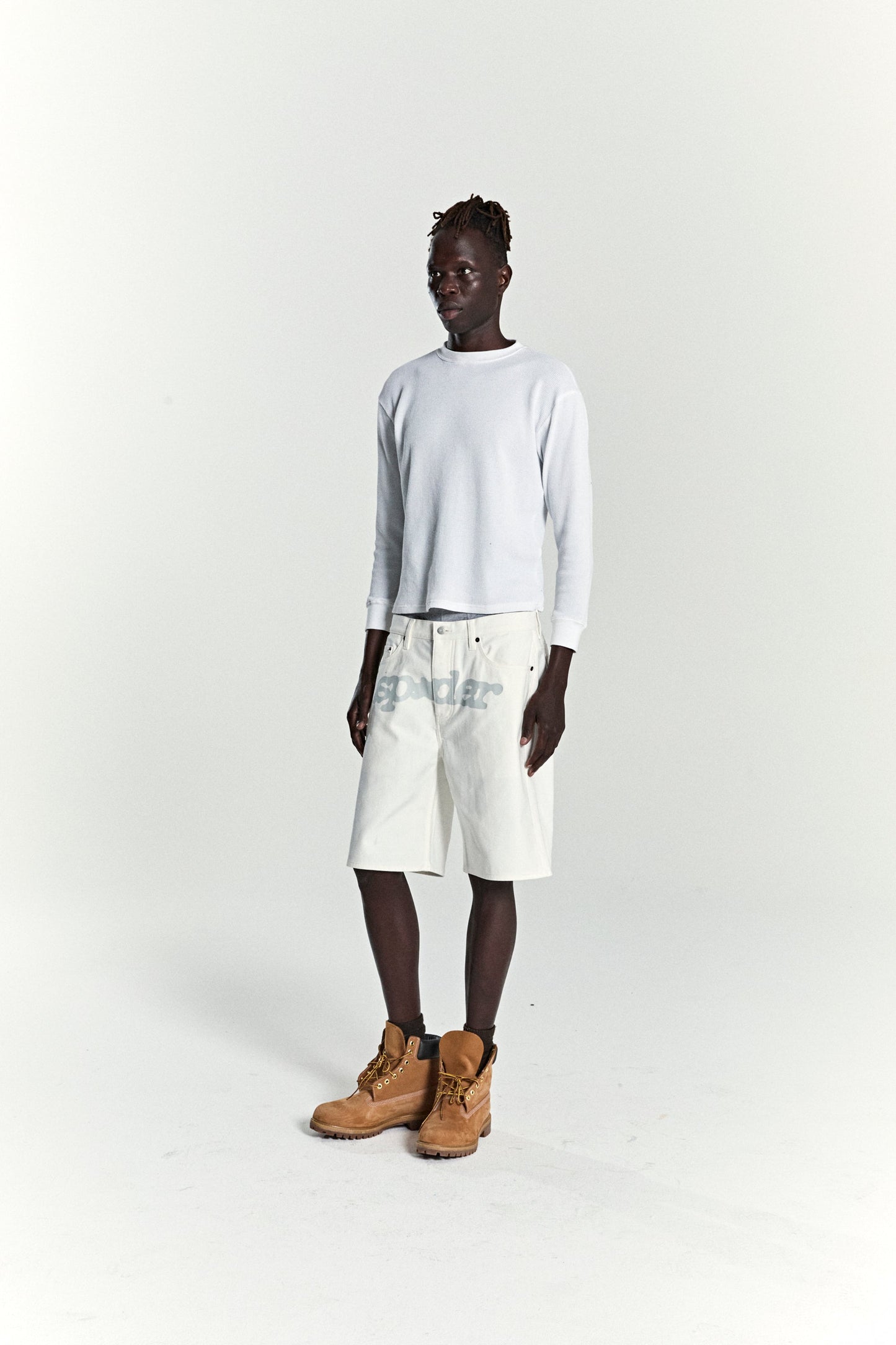 SP5DER V3 Logo Denim Short in White