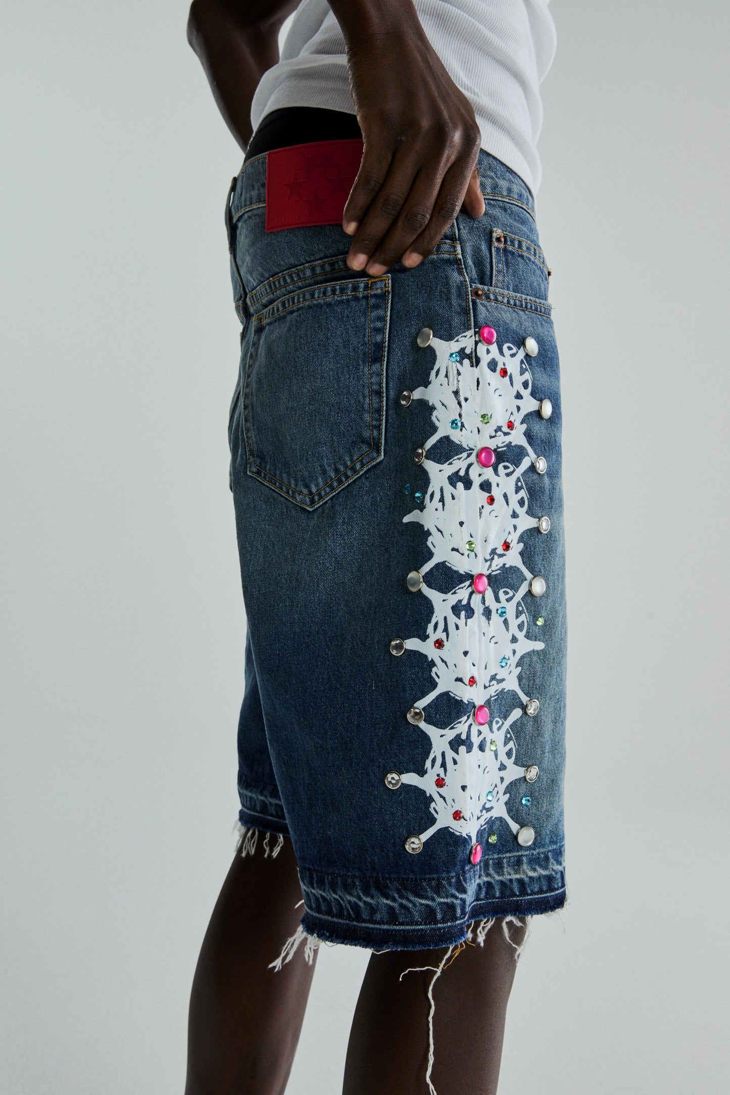 SP5DER Web Stone Denim Short in Light Blue Wash