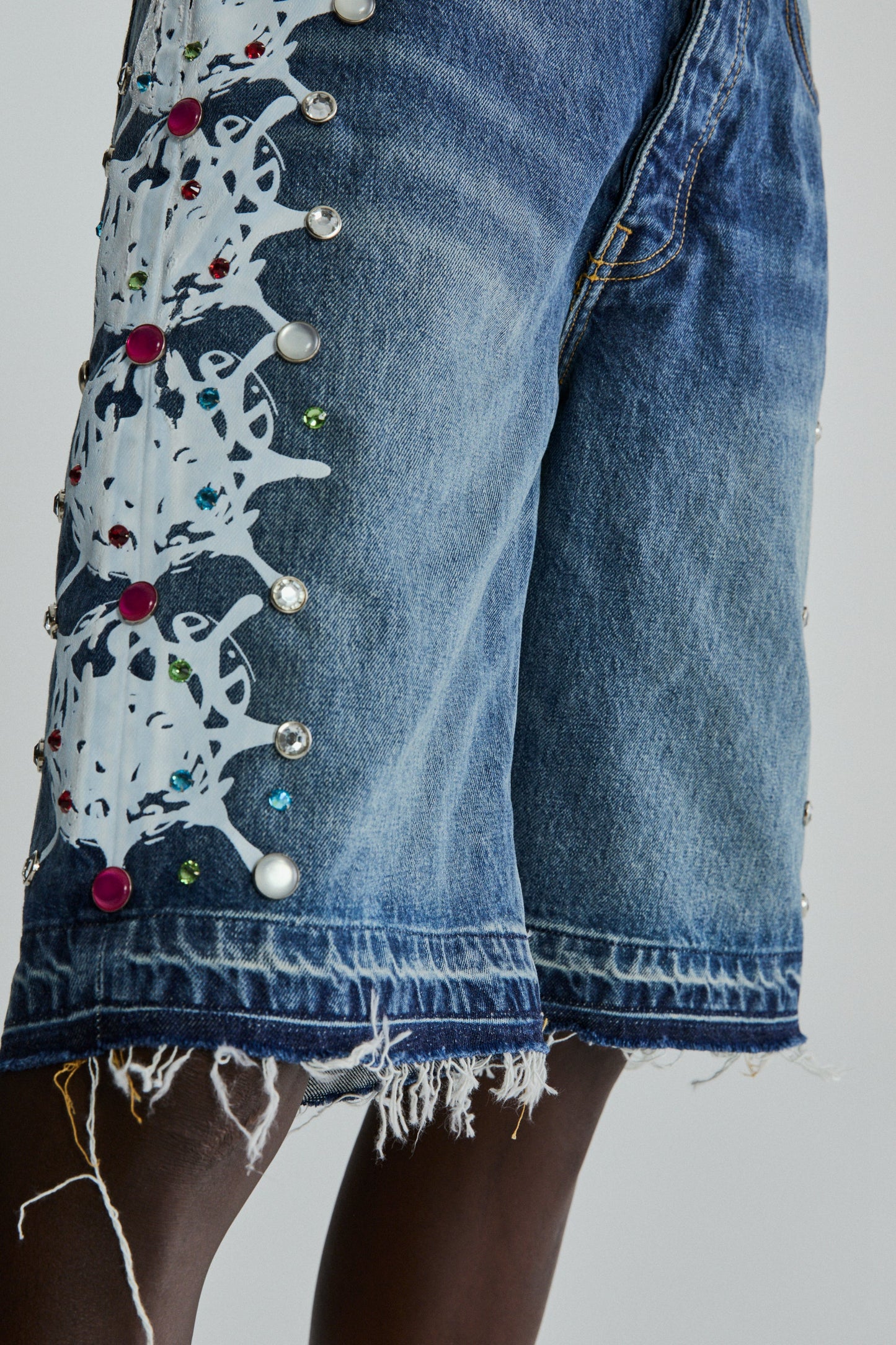 SP5DER Web Stone Denim Short in Light Blue Wash
