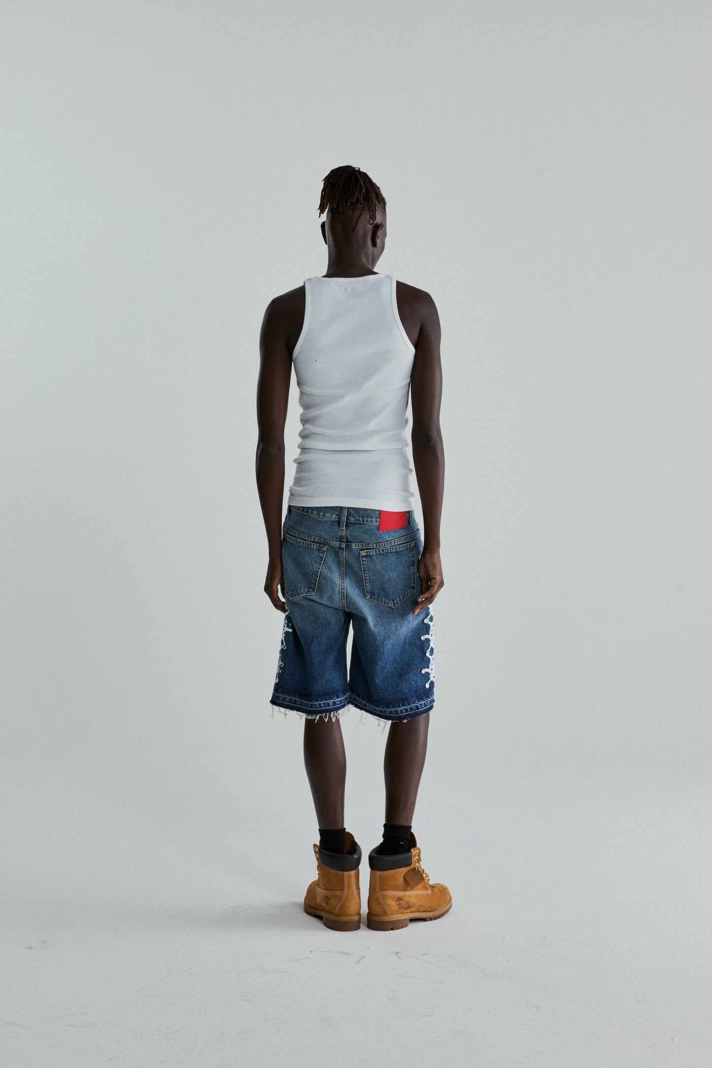 SP5DER Web Stone Denim Short in Light Blue Wash