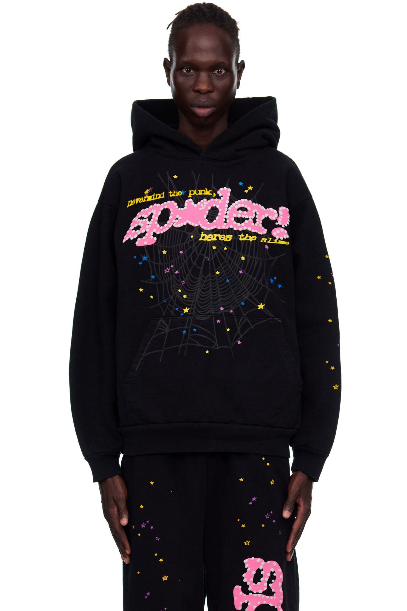 SP5DER Punk V2 Hoodie – Black - Detail View 2