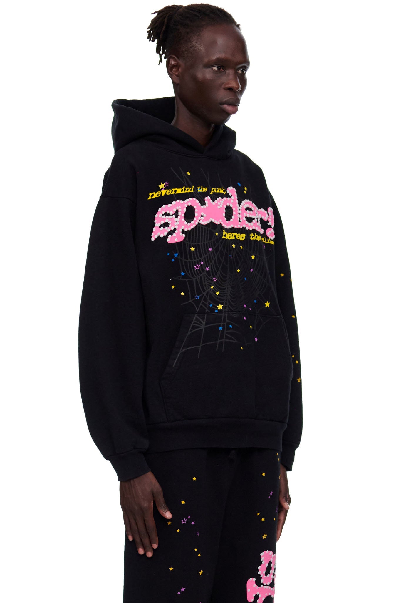 SP5DER Punk V2 Hoodie – Black - Detail View 4