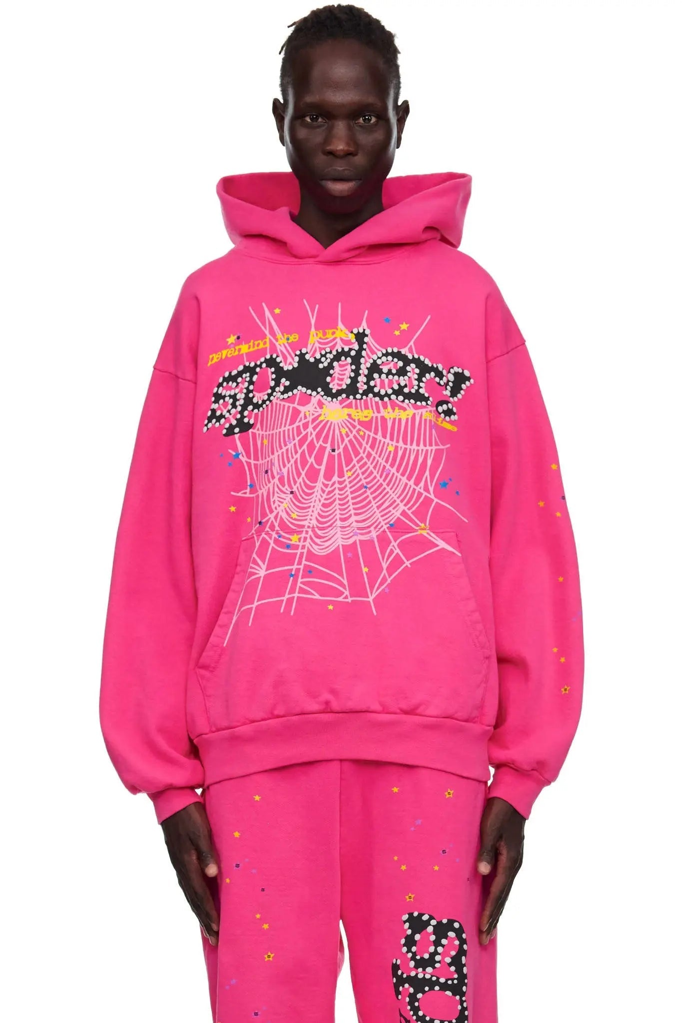 SP5DER Punk V2 Graphic Hoodie - Magenta - Detail View 2