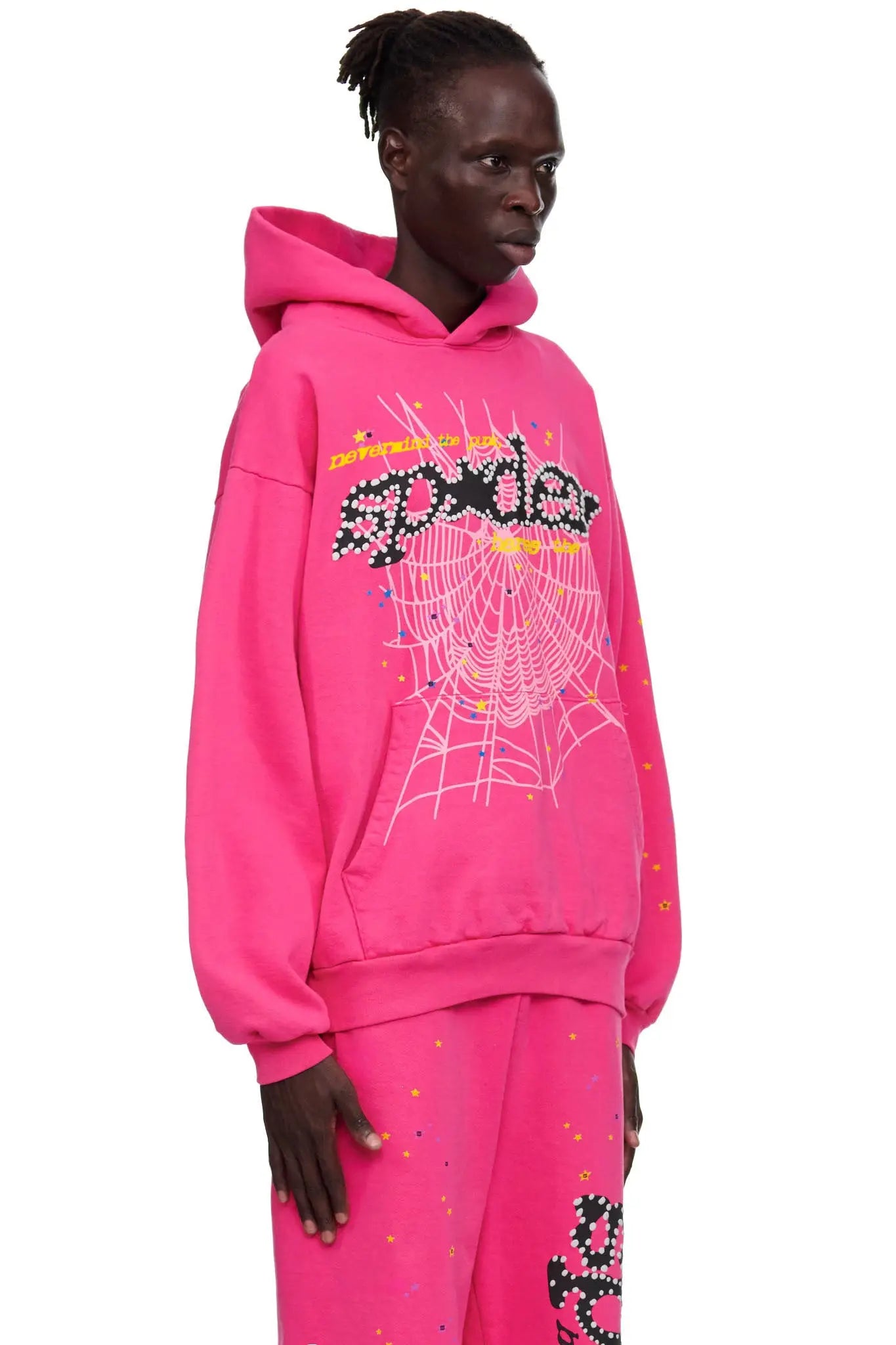 SP5DER Punk V2 Graphic Hoodie - Magenta - Detail View 4