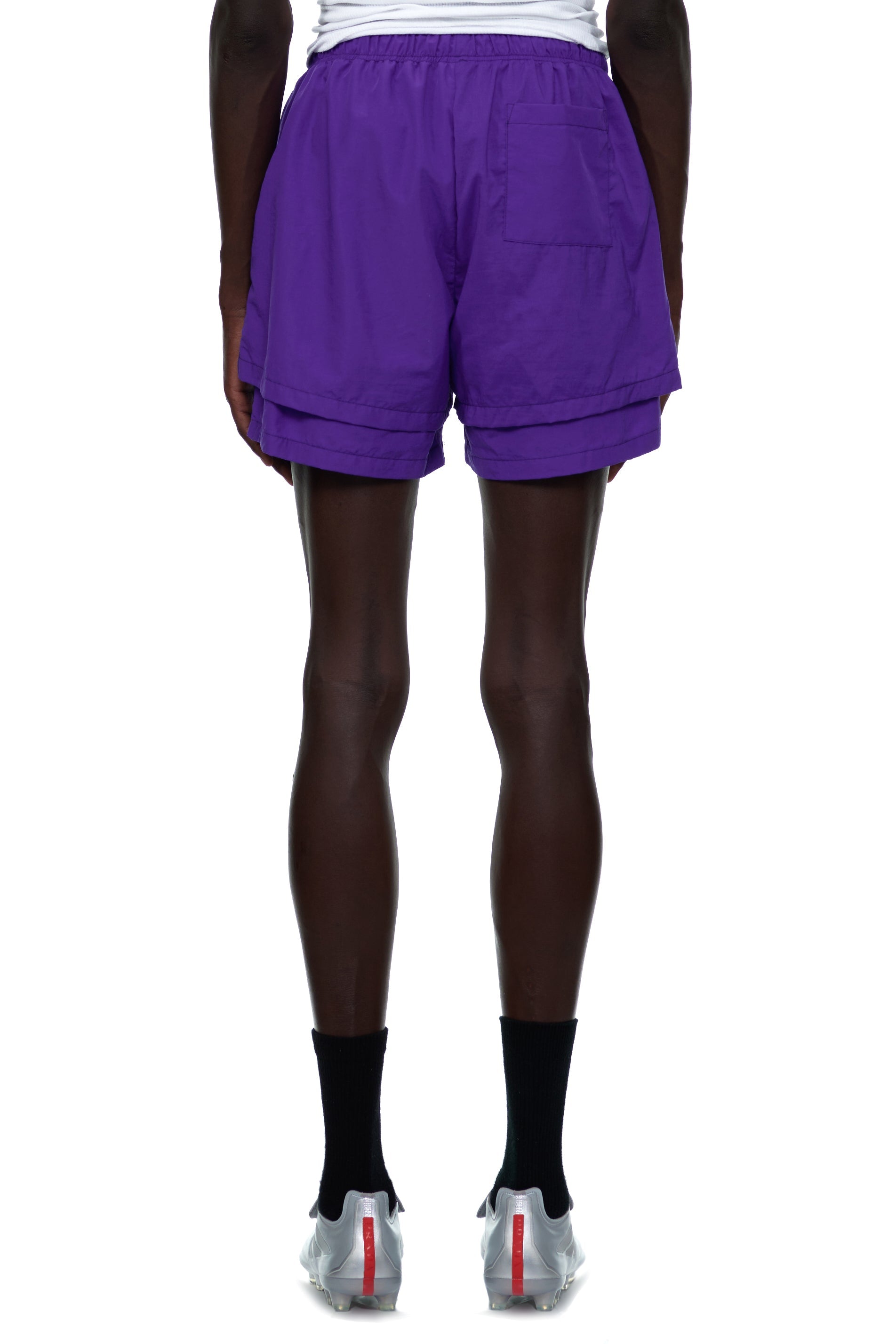 Folded flat view of SP5DER Grape Logo Short in Purple