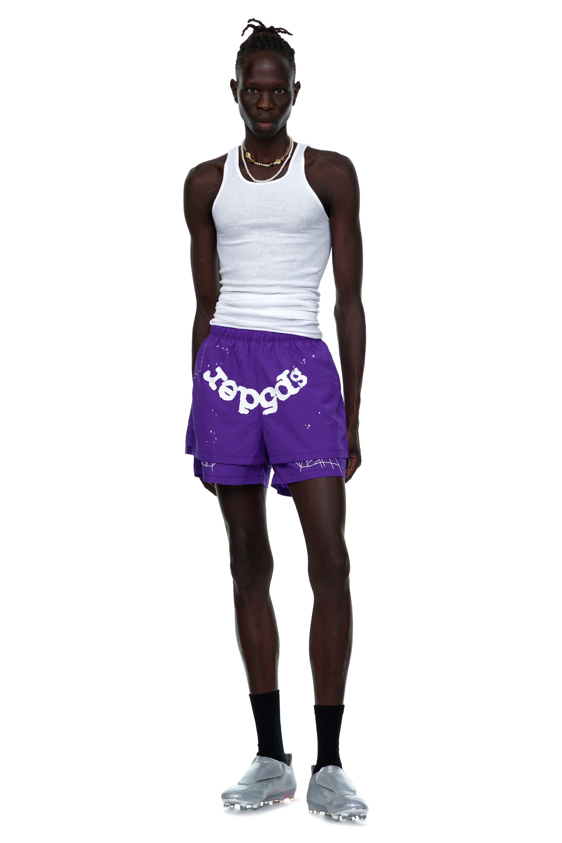 Additional detail view of SP5DER Grape Logo Short in Purple