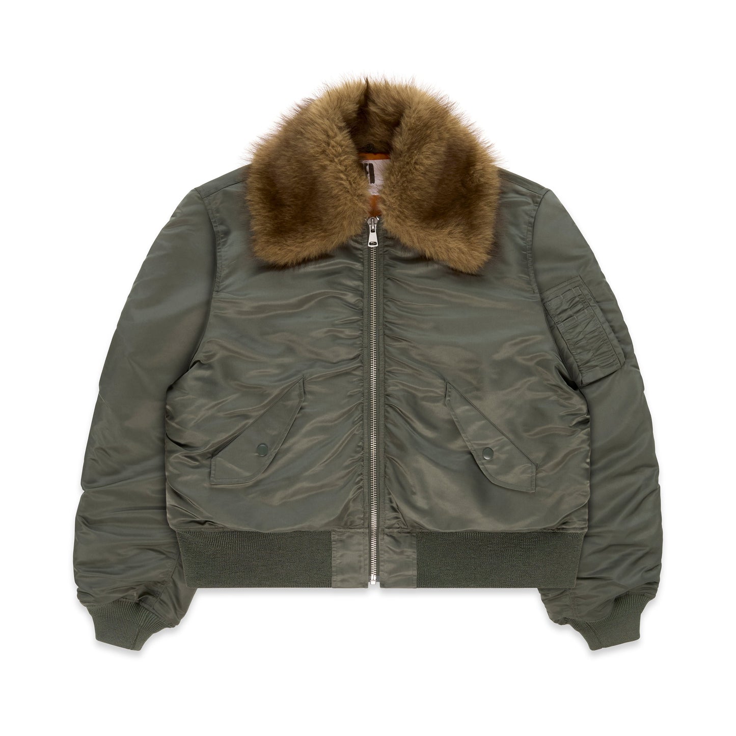 Front view of SP5DER Flight Jacket in Army Green
