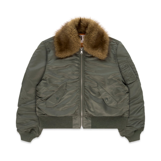 Front view of SP5DER Flight Jacket in Army Green