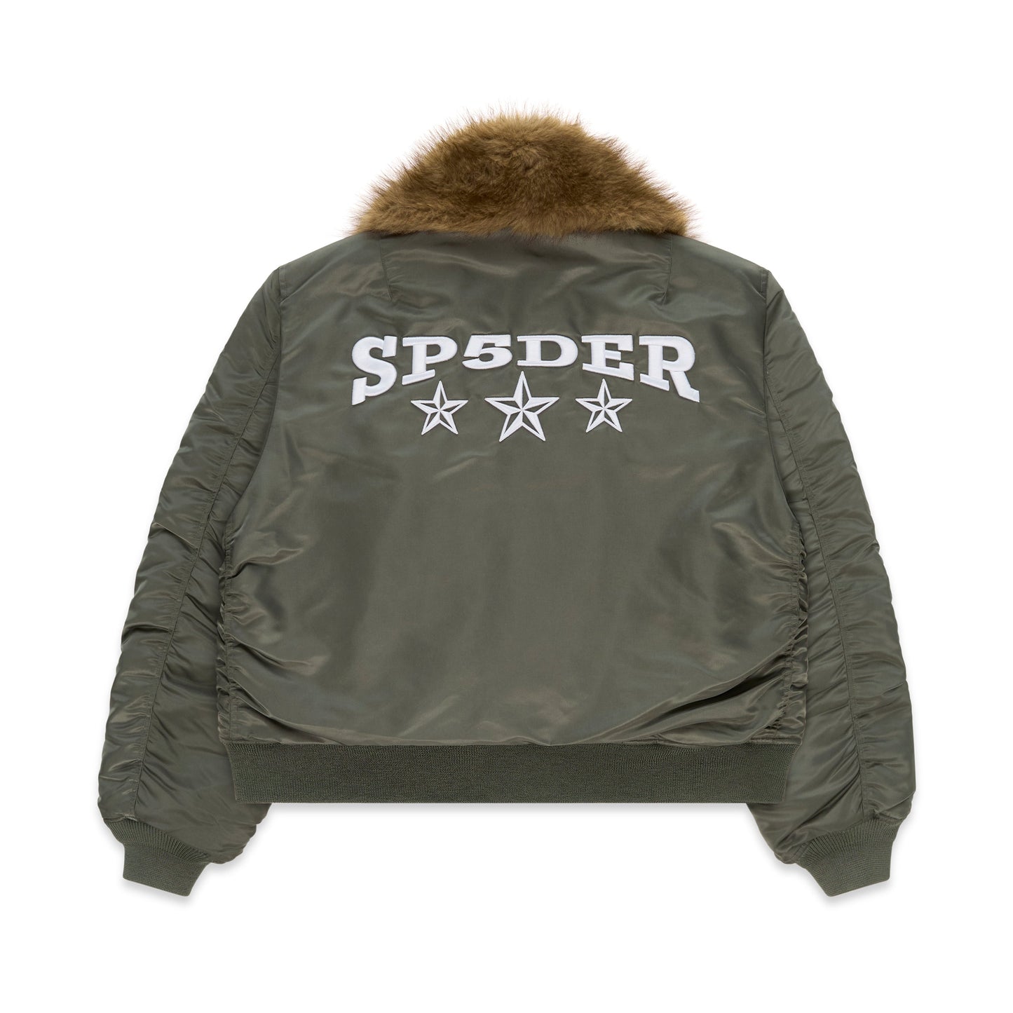 Back view of SP5DER Flight Jacket in Army Green