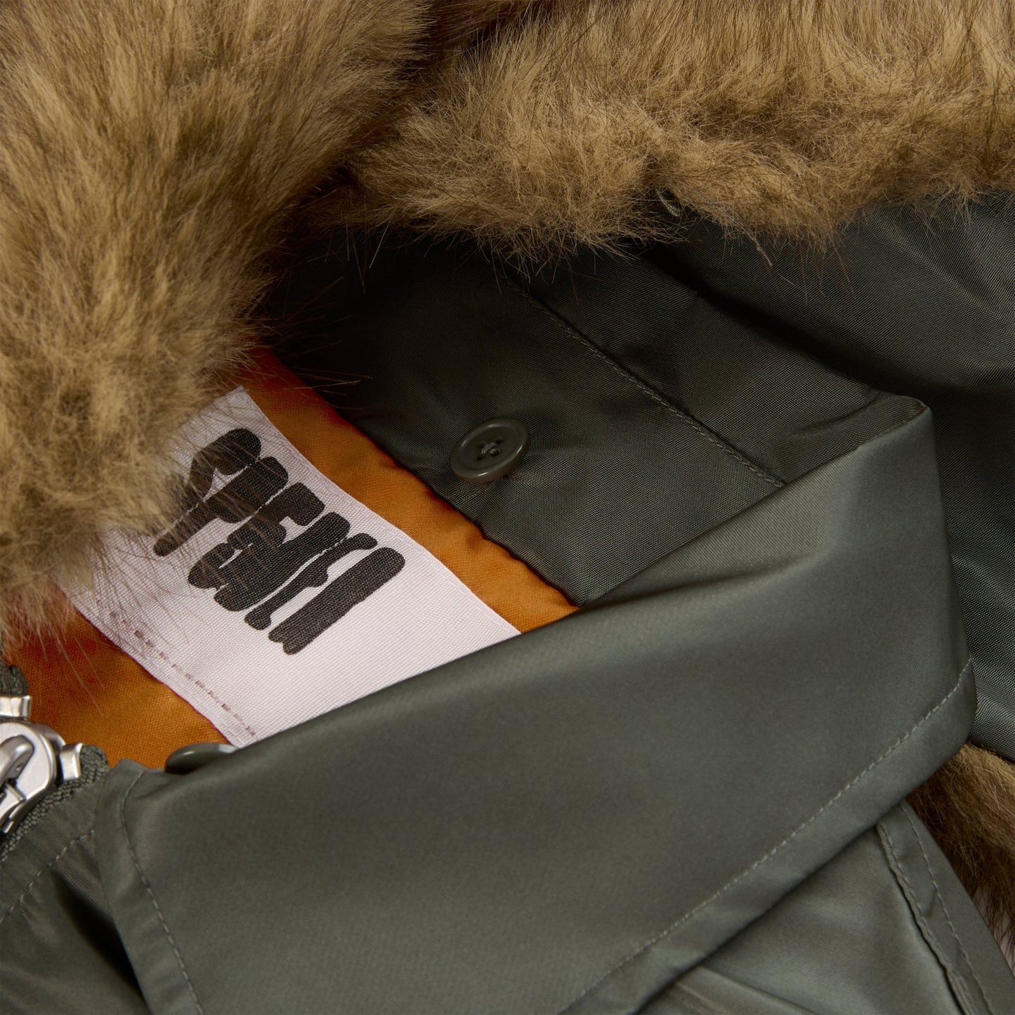 Side view of SP5DER Flight Jacket in Army Green