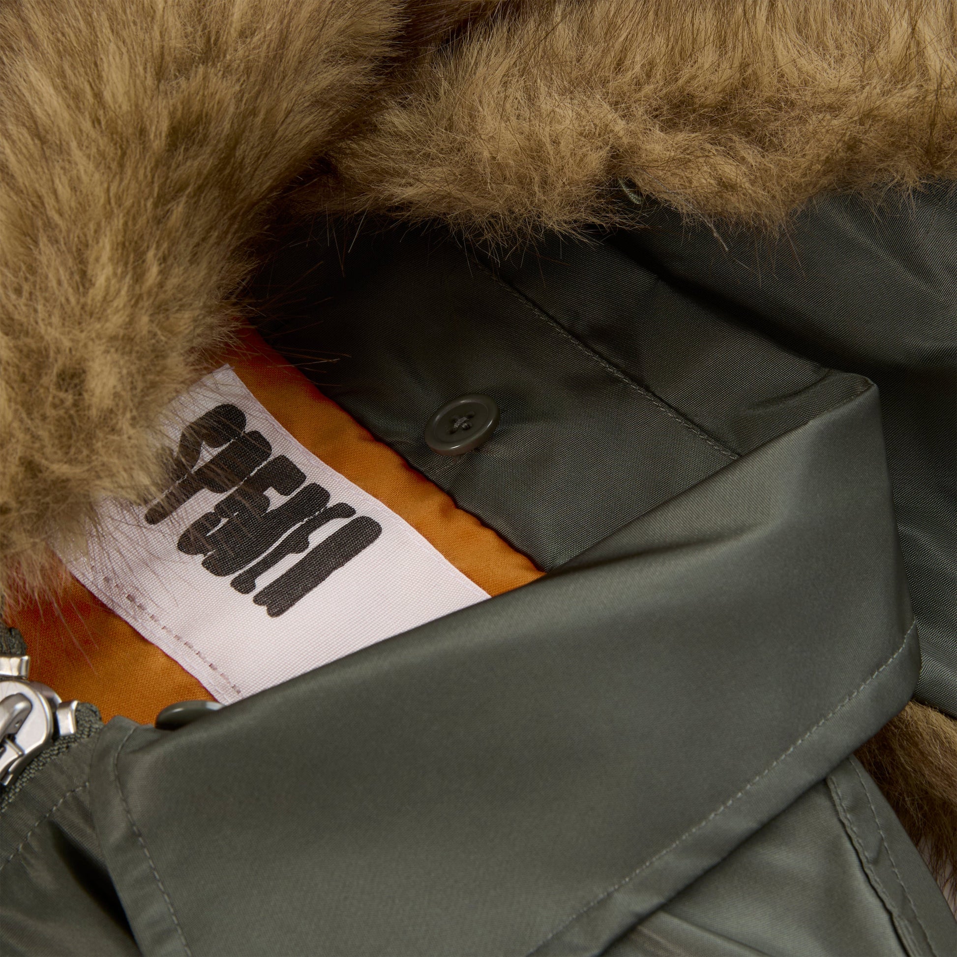 Side view of SP5DER Flight Jacket in Army Green