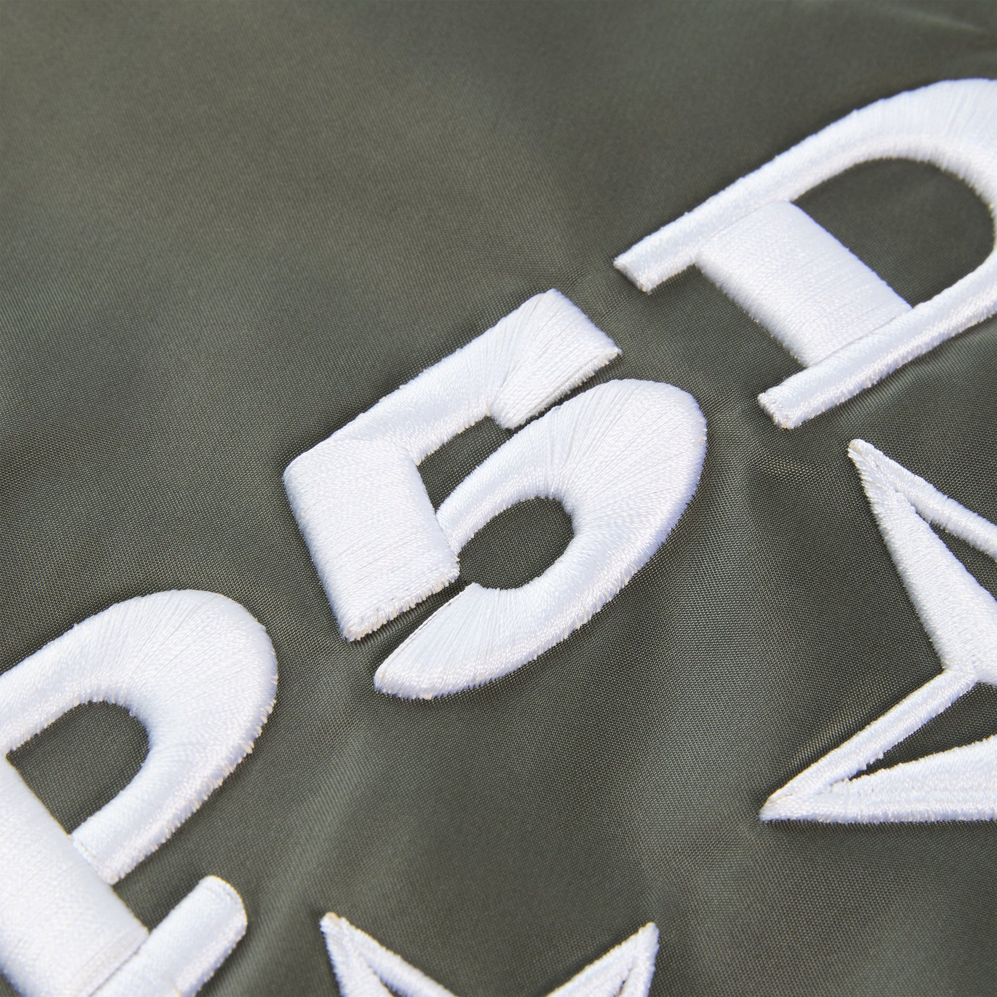 Full look back view of SP5DER Flight Jacket in Army Green