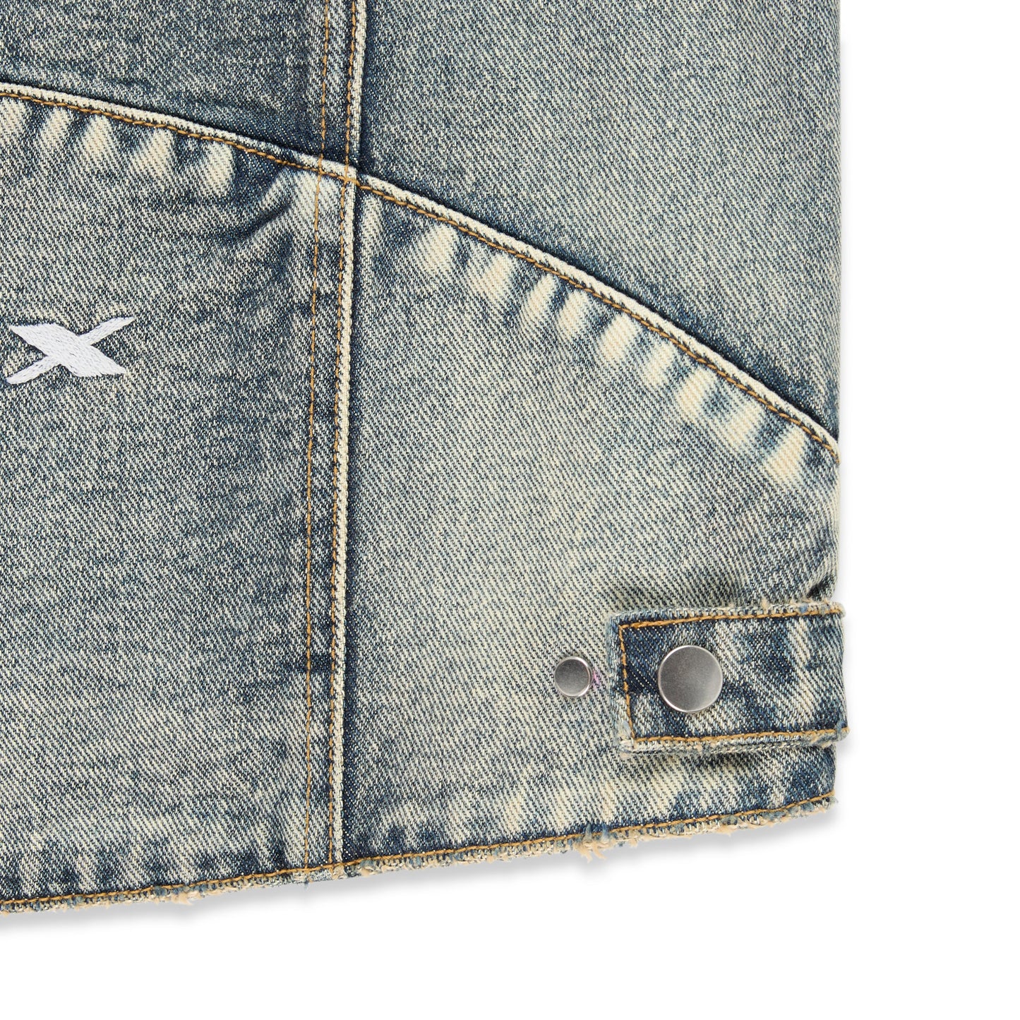 Interior view of SP5DER Motorsport Denim Jacket in Indigo