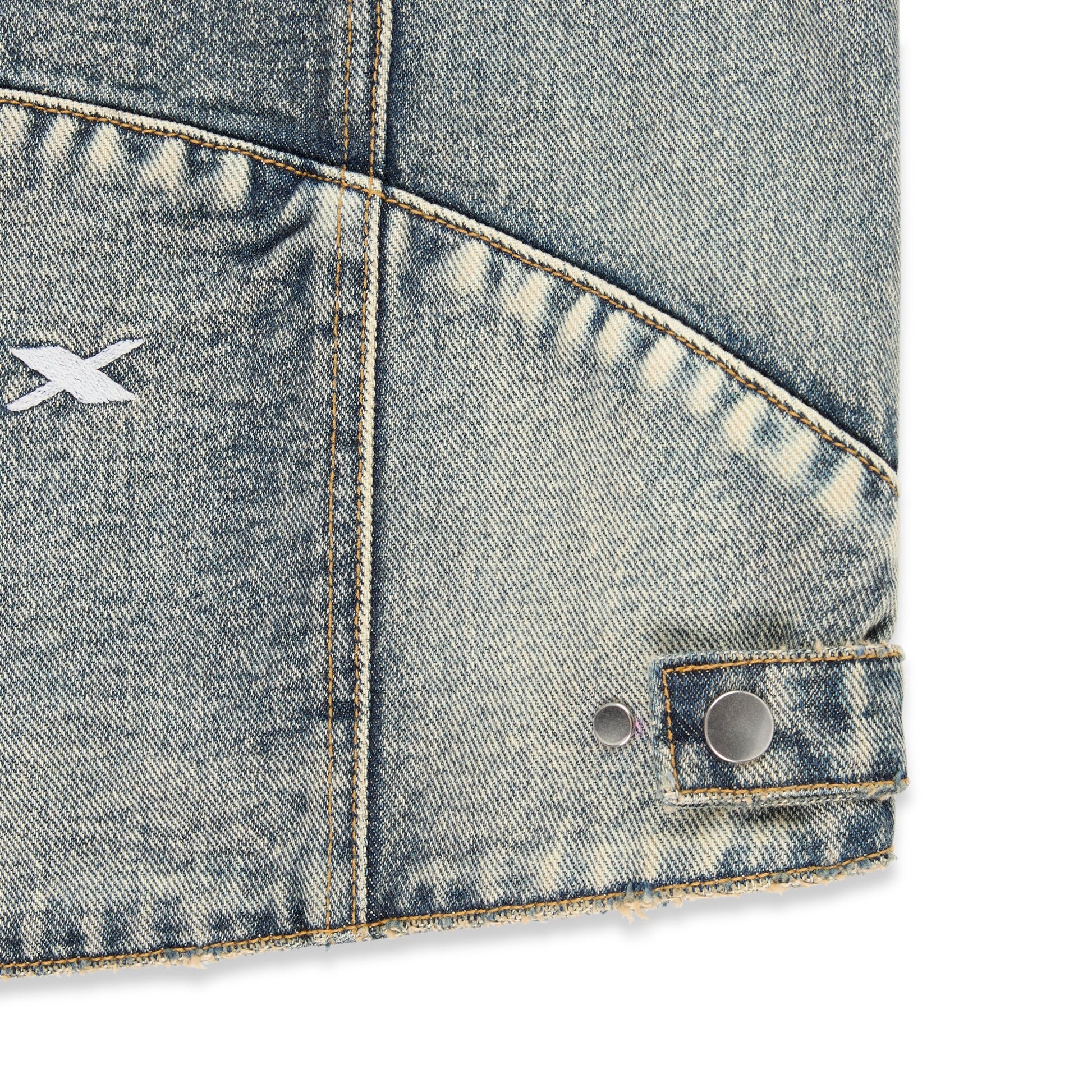 Interior view of SP5DER Motorsport Denim Jacket in Indigo