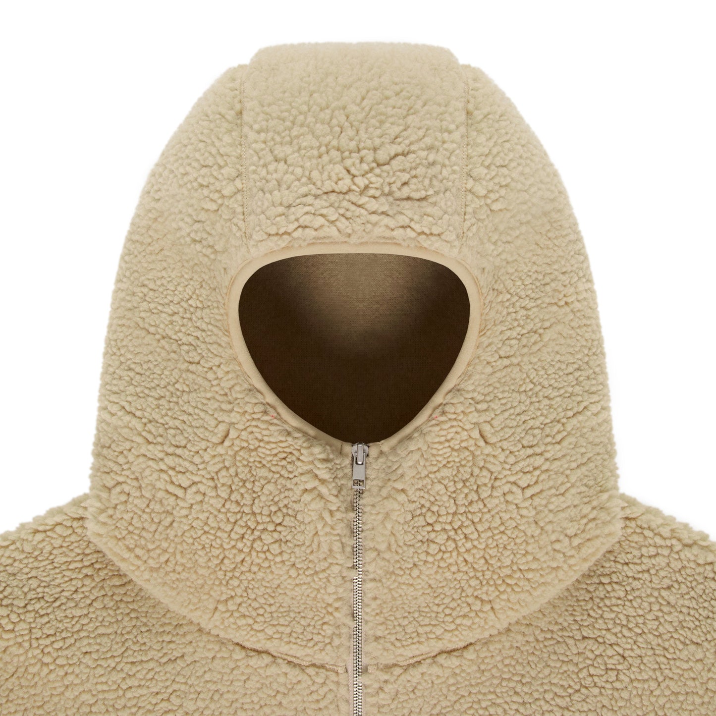 Side view of SP5DER Teddy Fleece Zip-Up in Brown