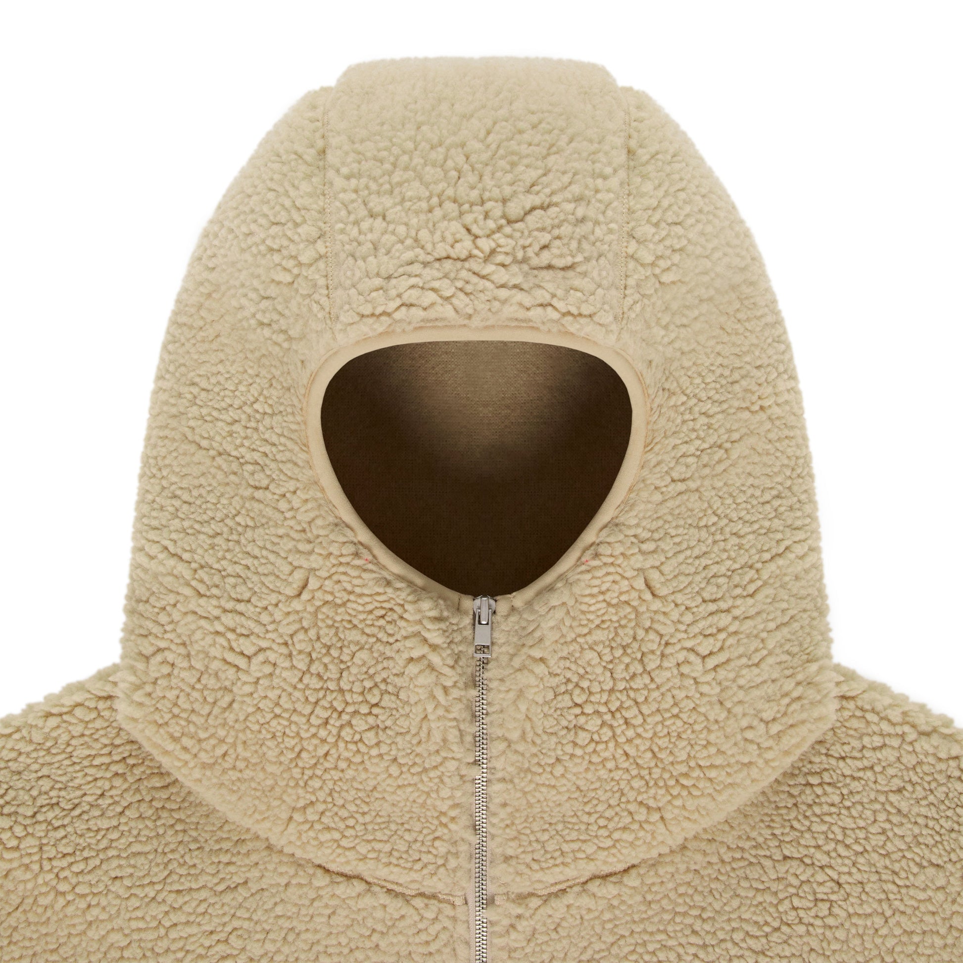 Side view of SP5DER Teddy Fleece Zip-Up in Brown