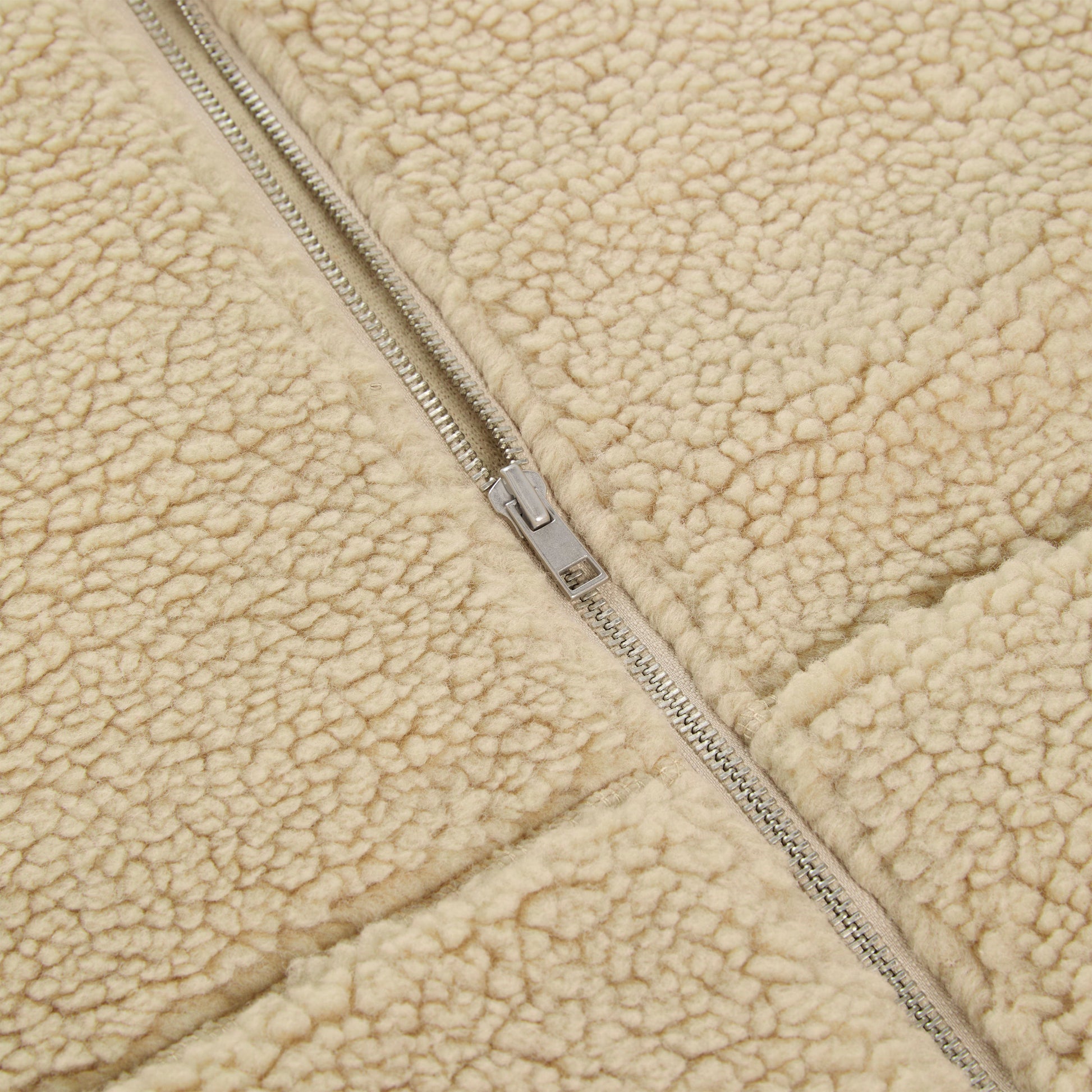Full look back view of SP5DER Teddy Fleece Zip-Up in Brown