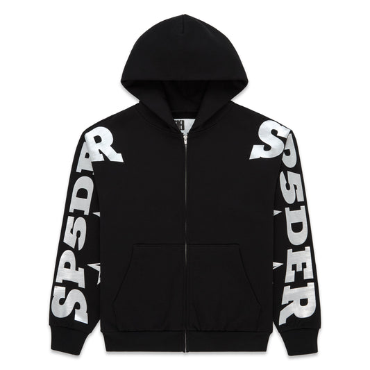 SP5DER MX555 Full-Zip Hoodie – Black - Front View