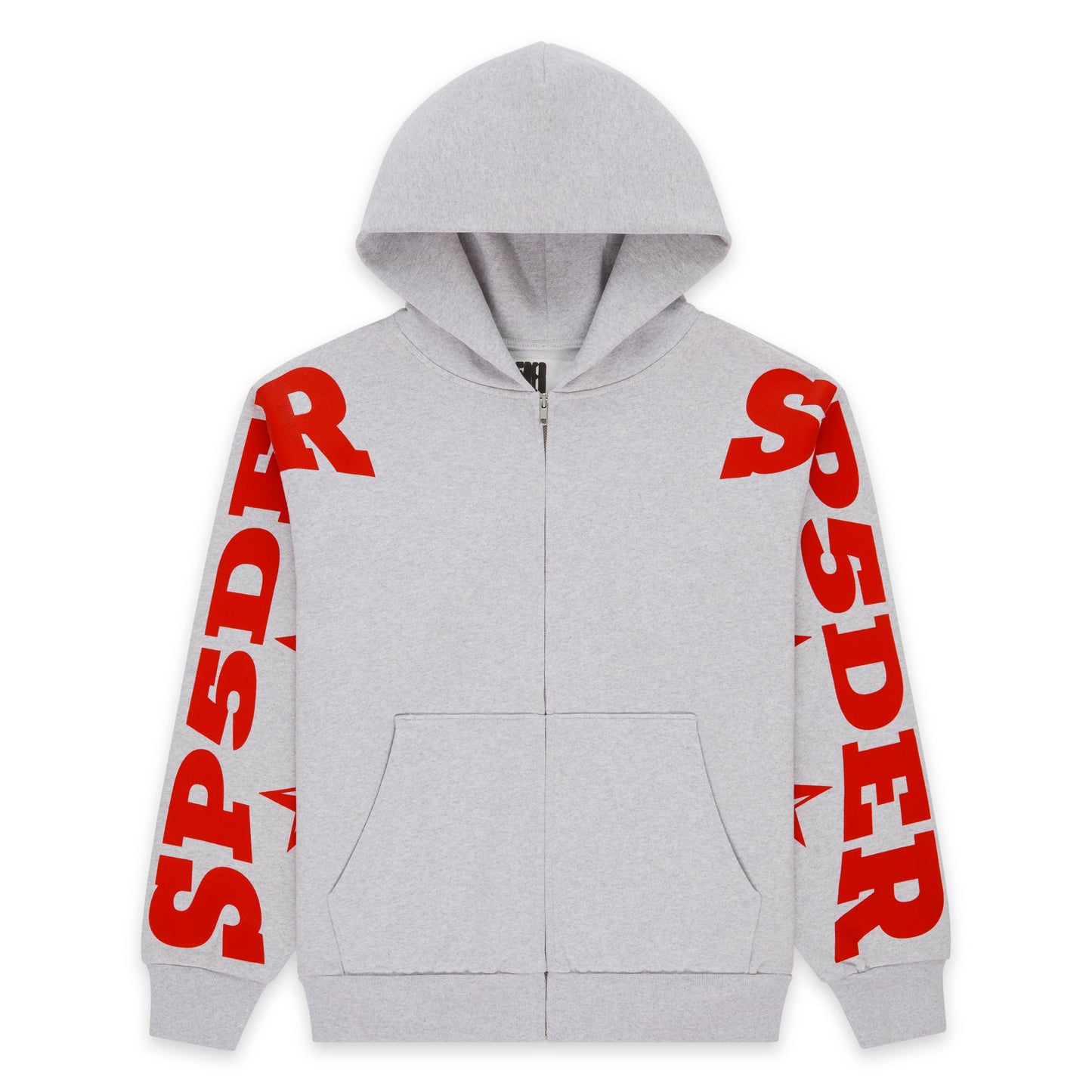 SP5DER MX555 Full-Zip Hoodie – Heather Grey - Front View