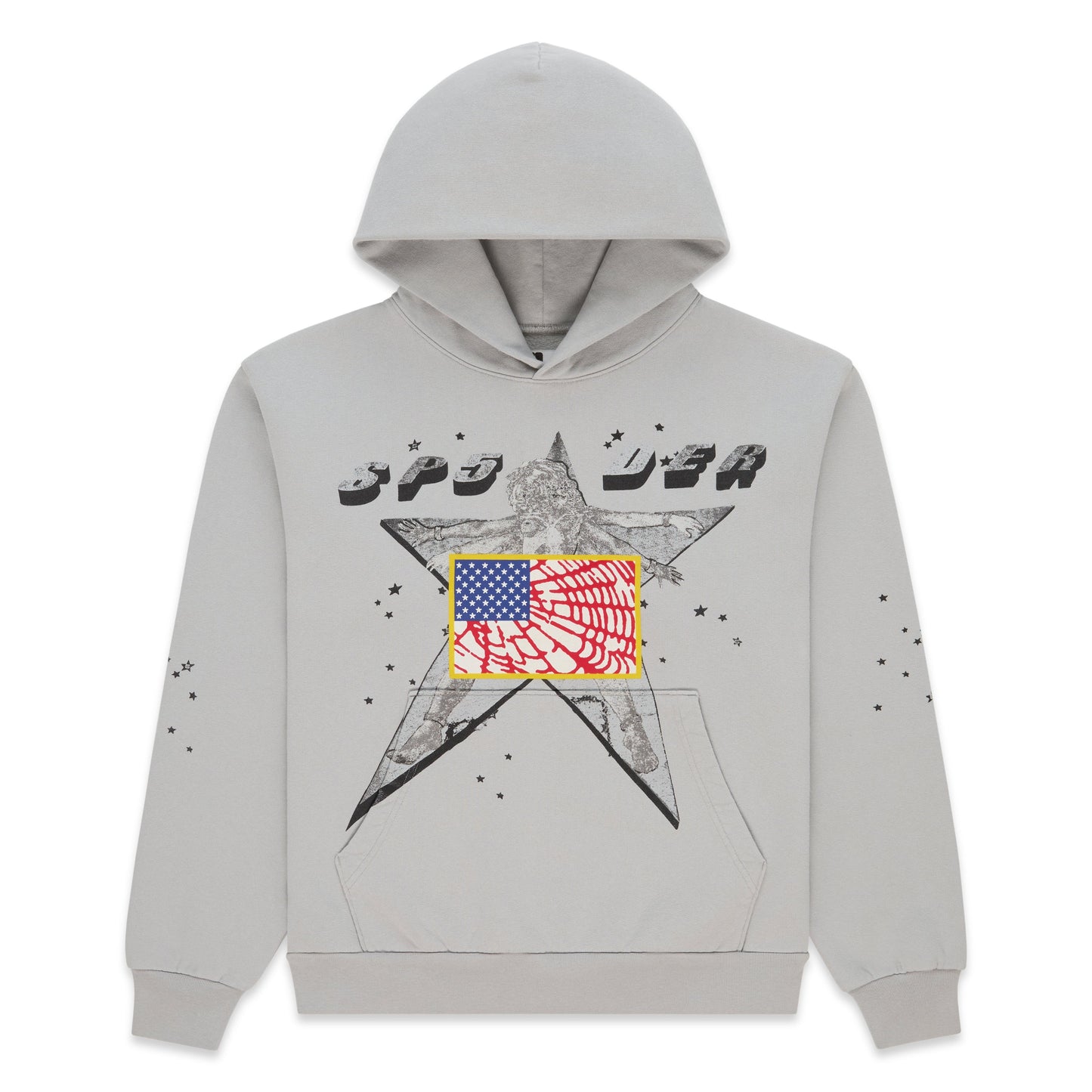 SP5DER Star Girl Hoodie - Sport Grey - Front View