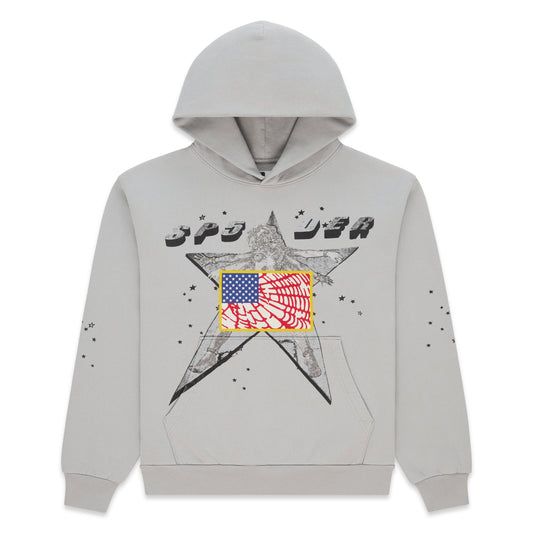 SP5DER Star Girl Hoodie - Sport Grey - Front View