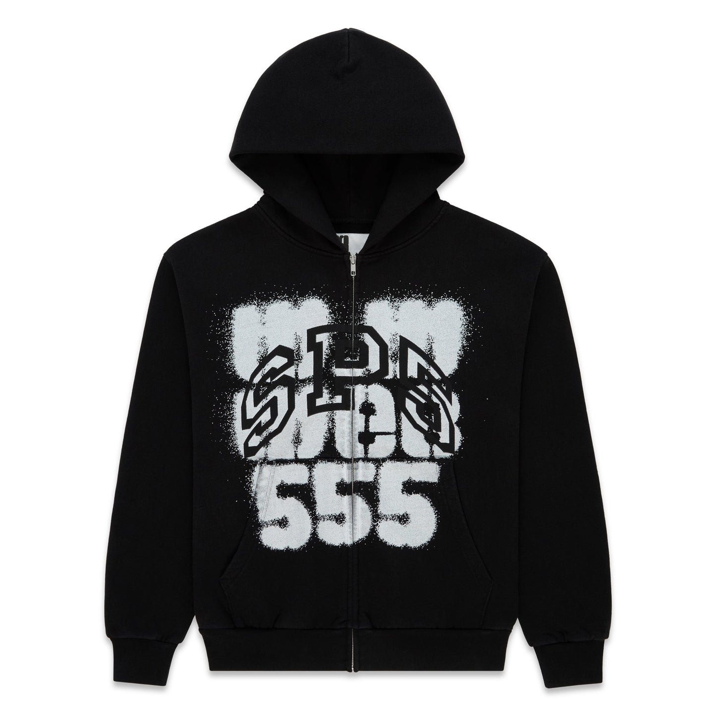 SP5DER 555 Full-Zip Hoodie – Black - Front View