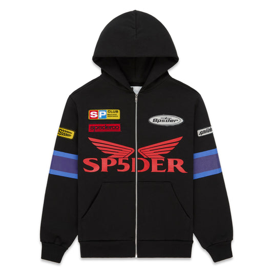 SP5DER GT Full-Zip Hoodie – Black - Front View
