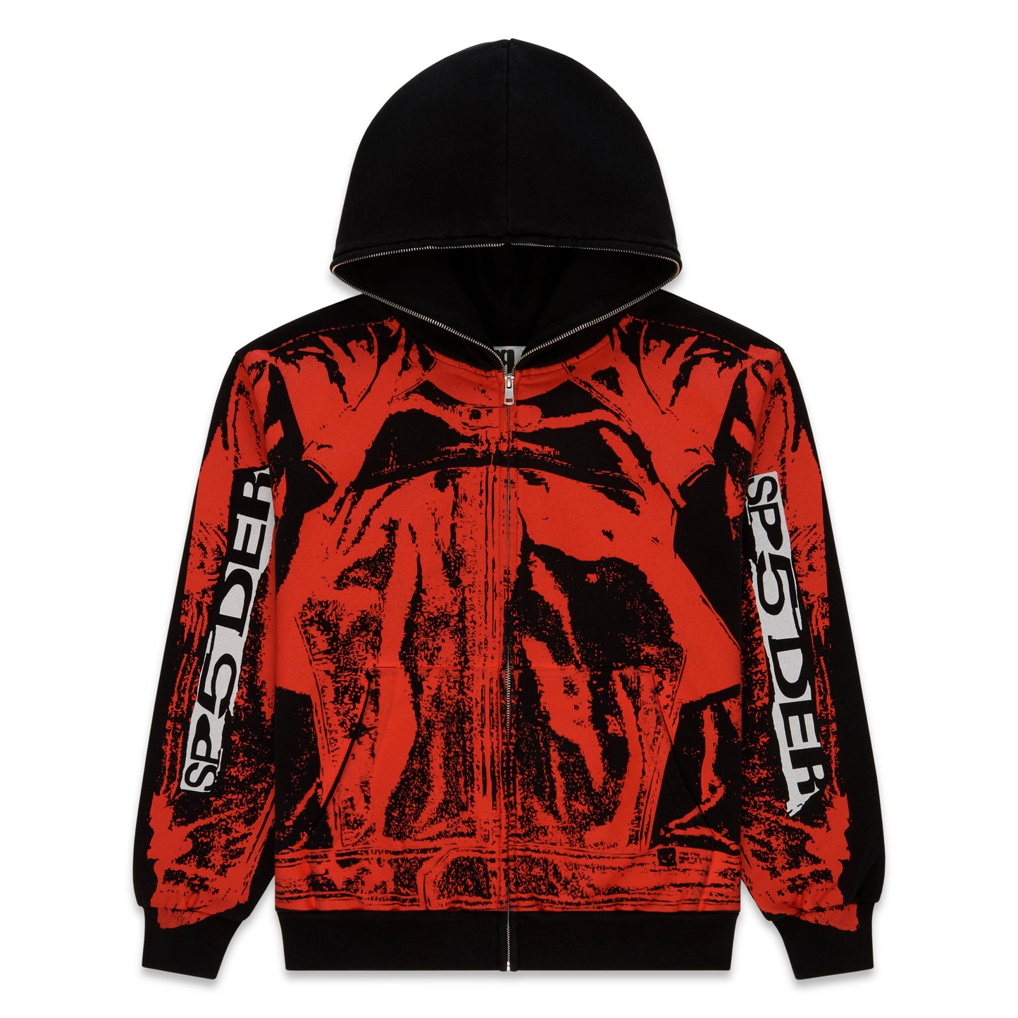 SP5DER JP5 Moto Full-Zip Hoodie – Black - Front View