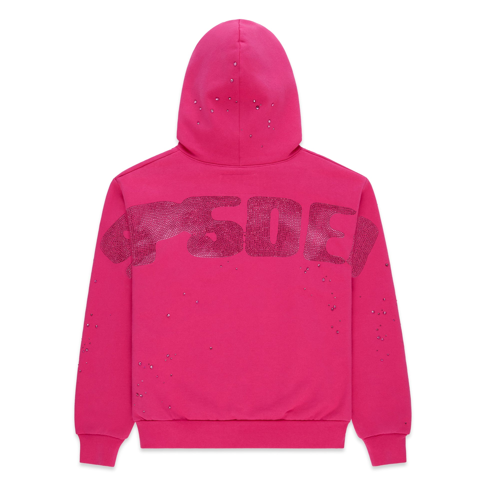 SP5DER Rhinestone Silk Hoodie - Pink - Back View
