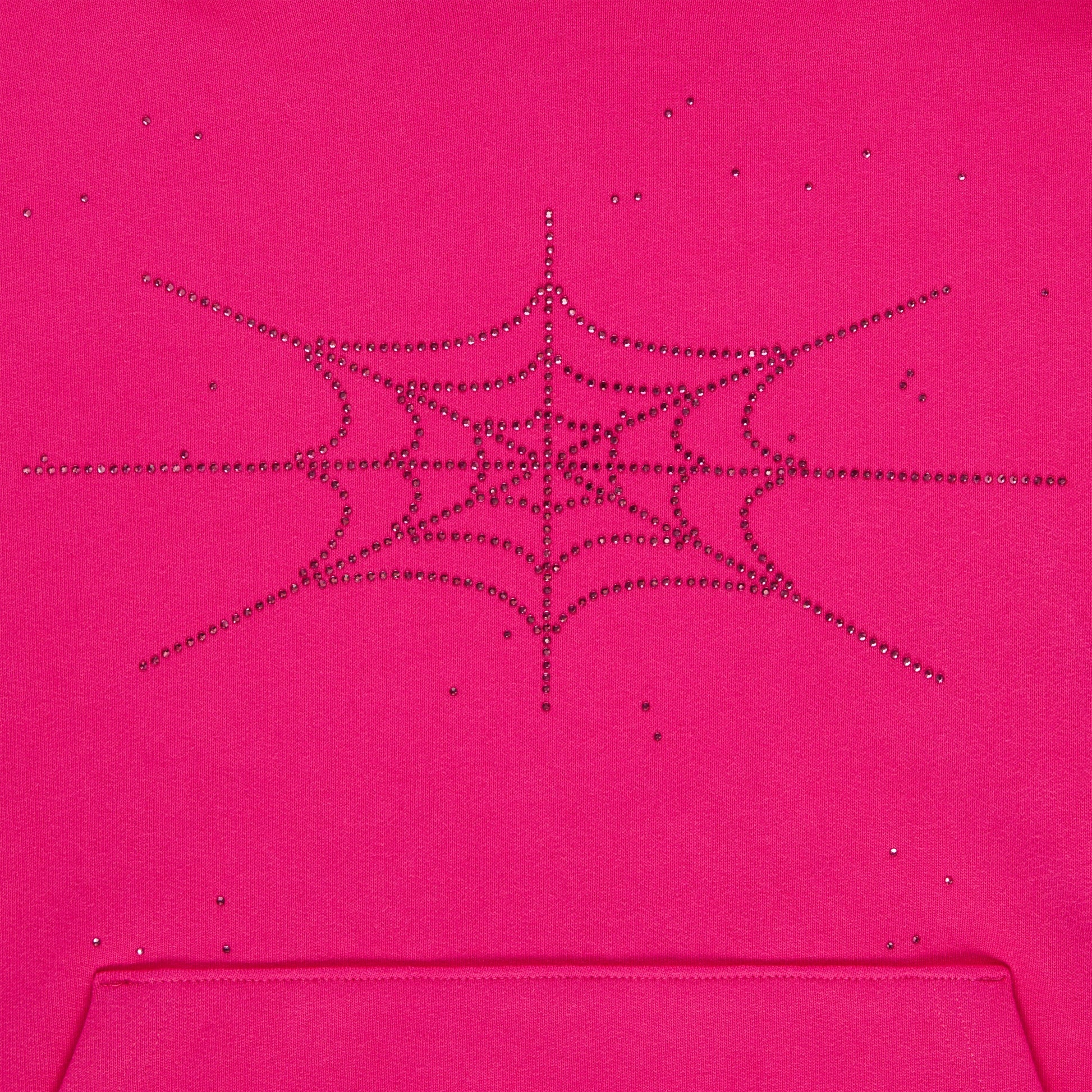 SP5DER Rhinestone Silk Hoodie - Pink - Detail View 1