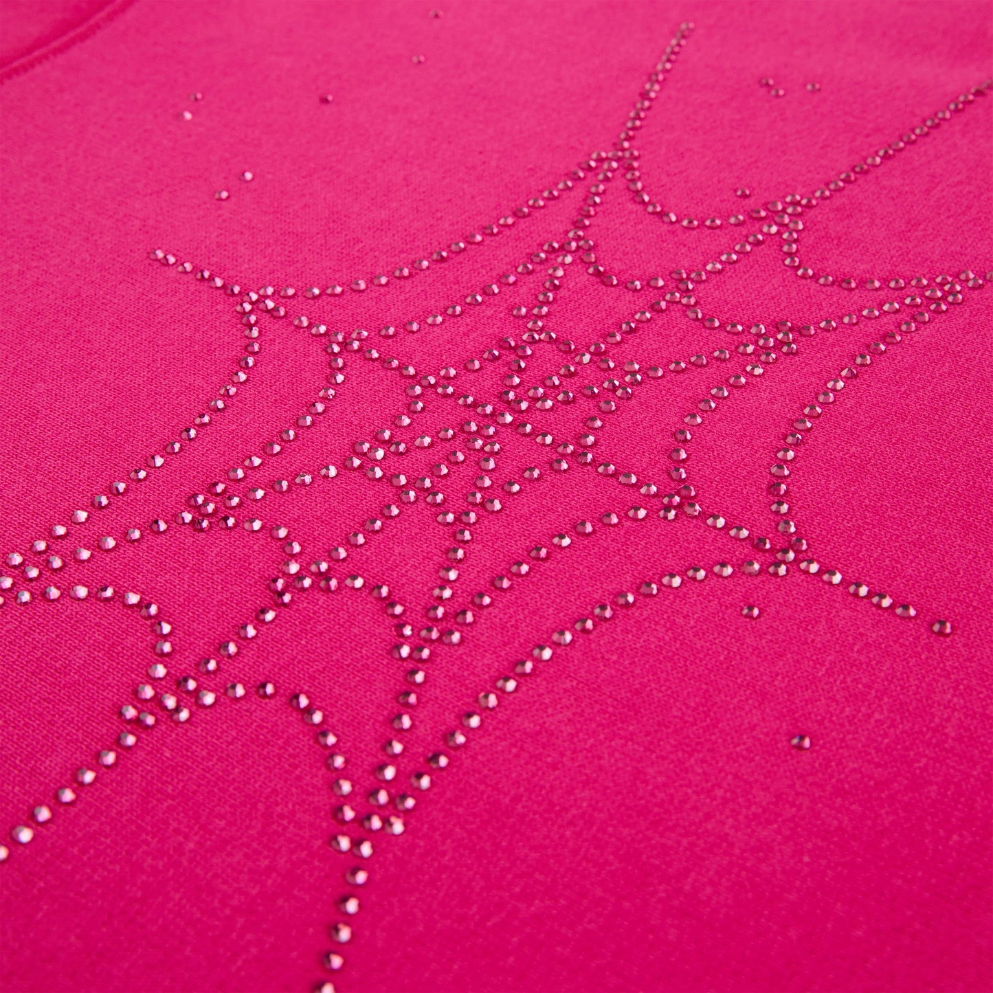 SP5DER Rhinestone Silk Hoodie - Pink - Detail View 2
