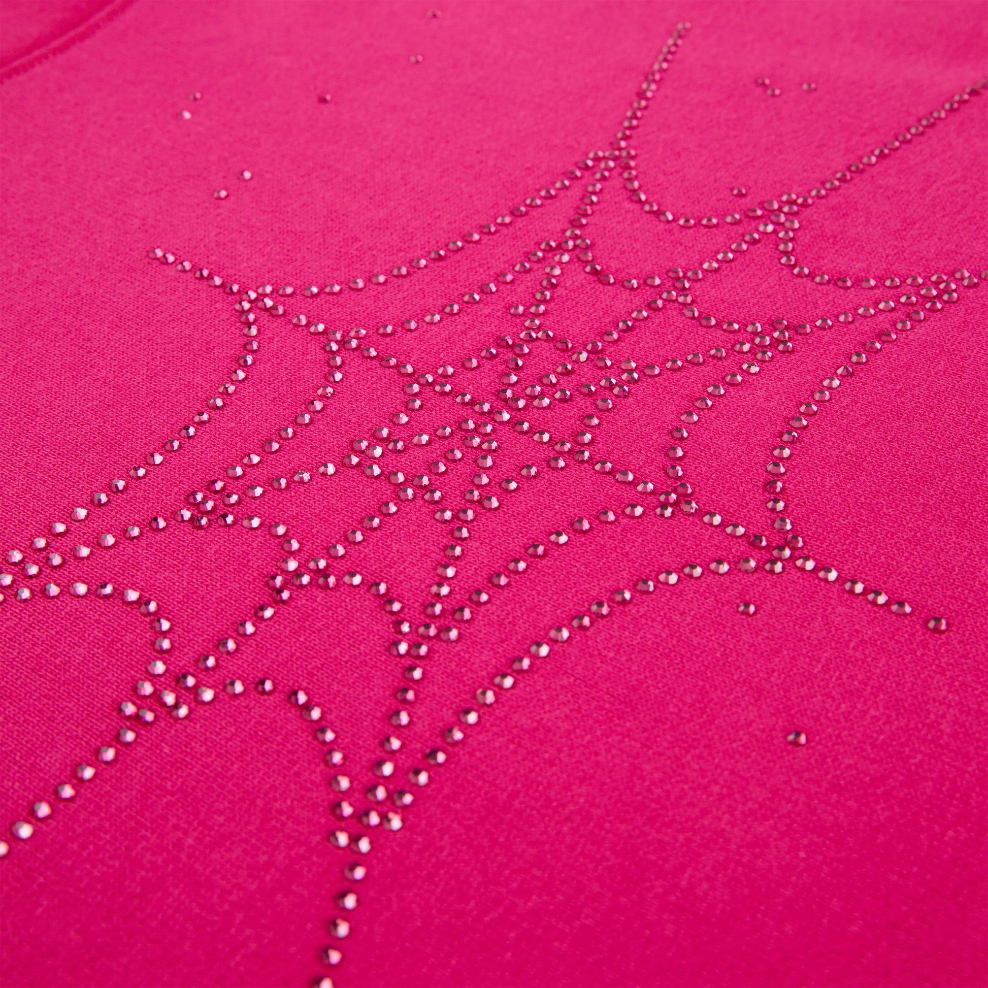 SP5DER Rhinestone Silk Hoodie - Pink - Detail View 2