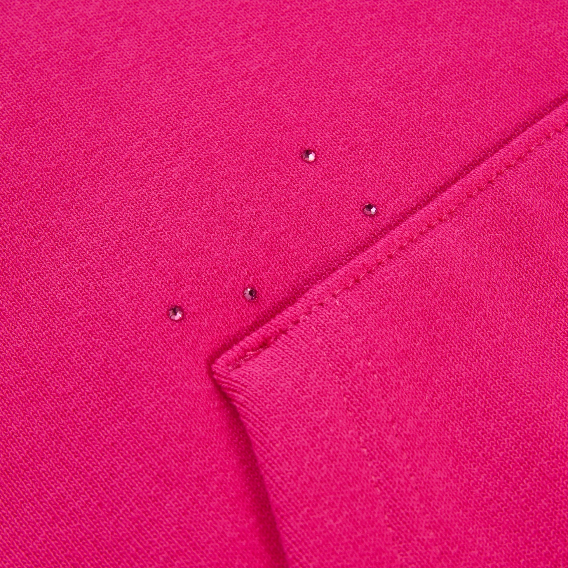 SP5DER Rhinestone Silk Hoodie - Pink - Detail View 5