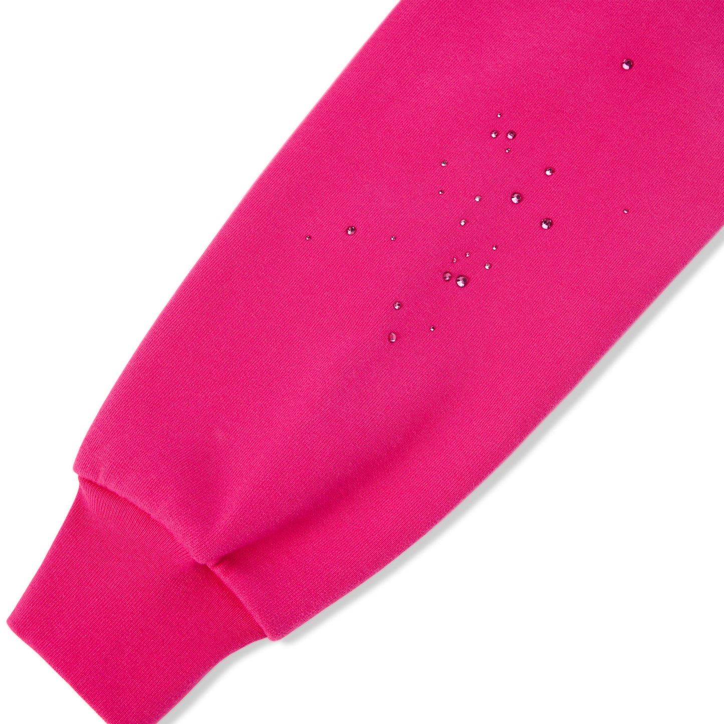 SP5DER Rhinestone Silk Hoodie - Pink - Detail View 7