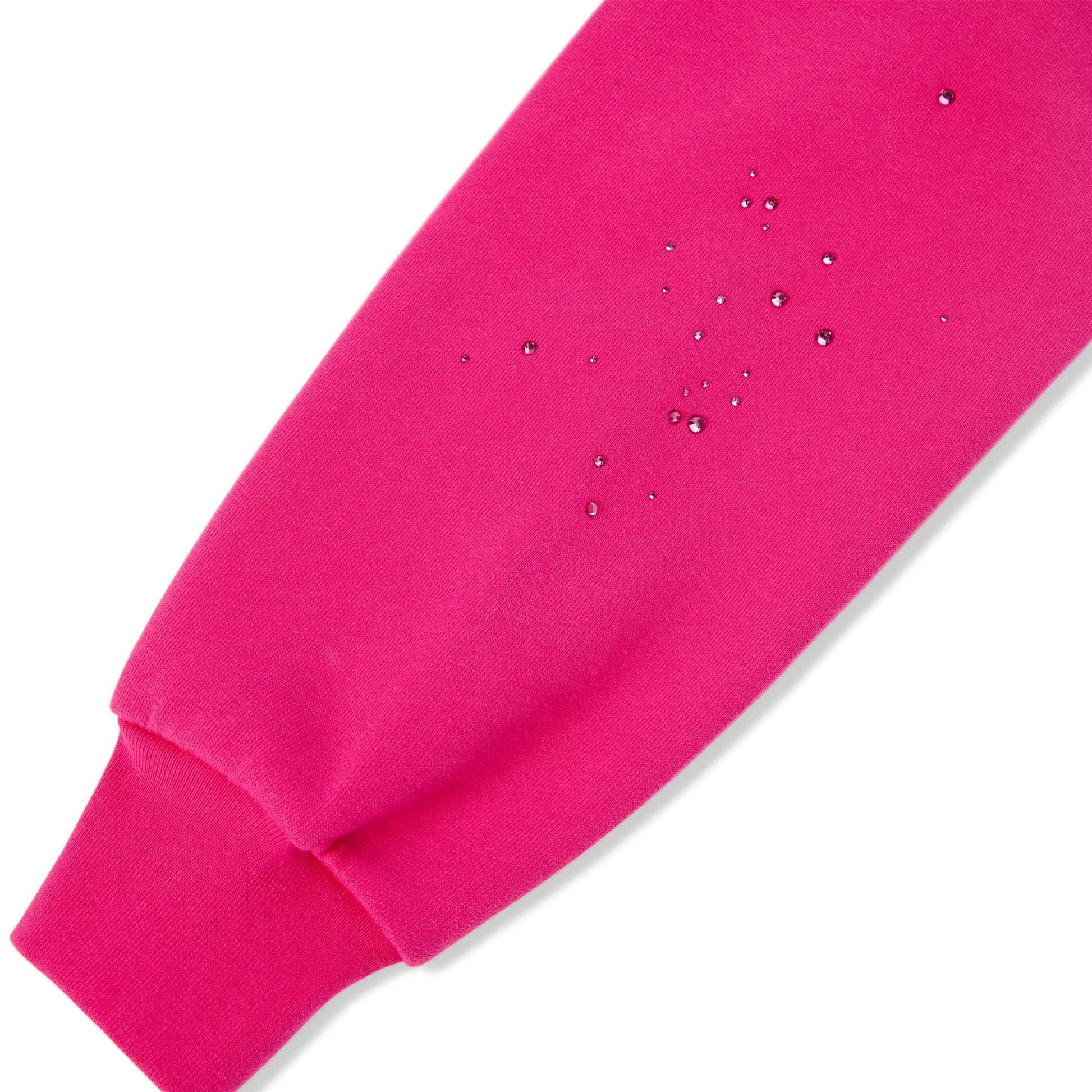 SP5DER Rhinestone Silk Hoodie - Pink - Detail View 7