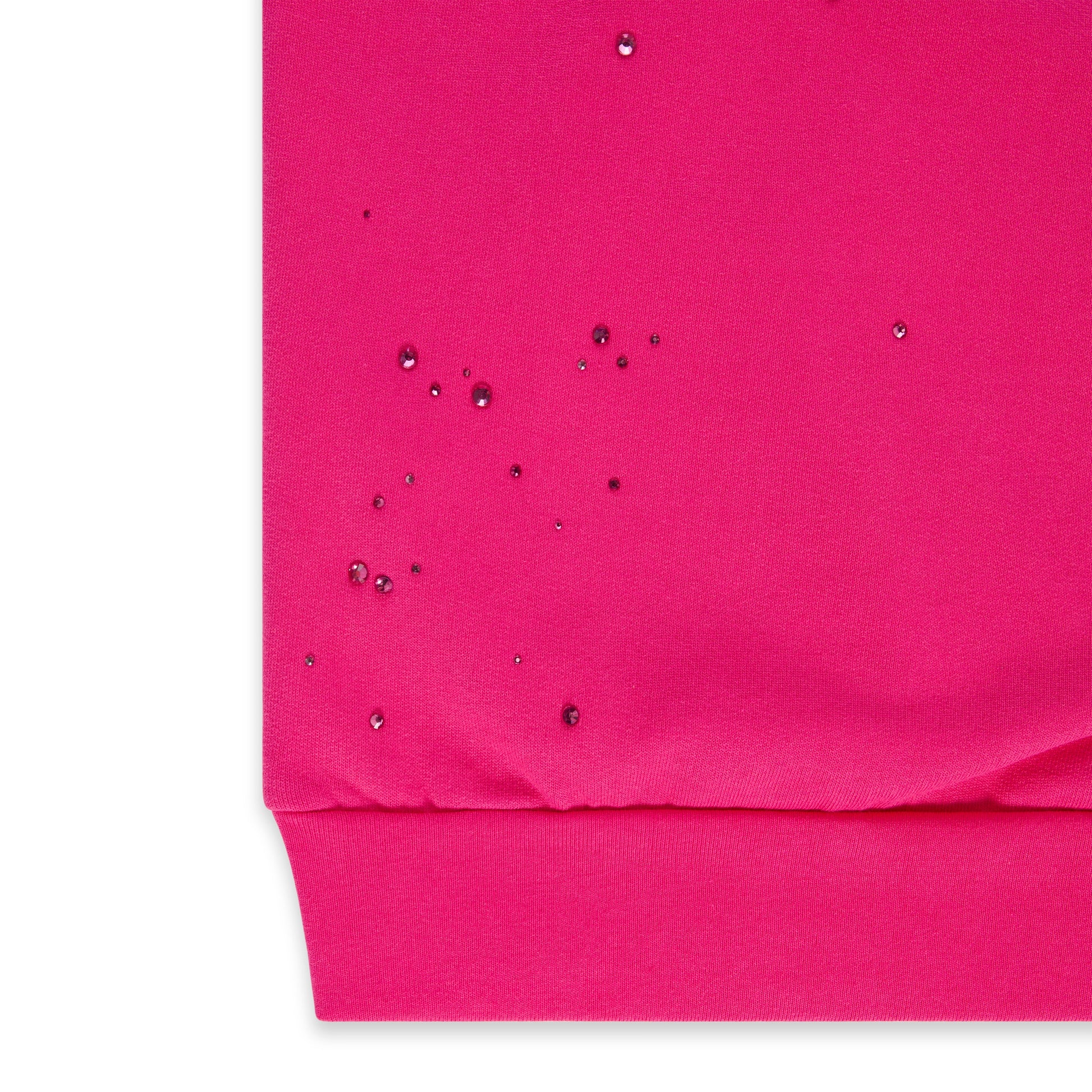 SP5DER Rhinestone Silk Hoodie - Pink - Detail View 9
