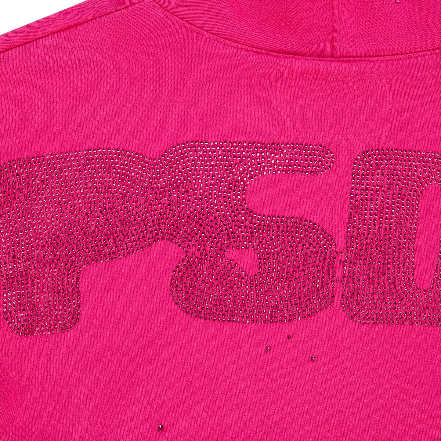 SP5DER Rhinestone Silk Hoodie - Pink - Detail View 3
